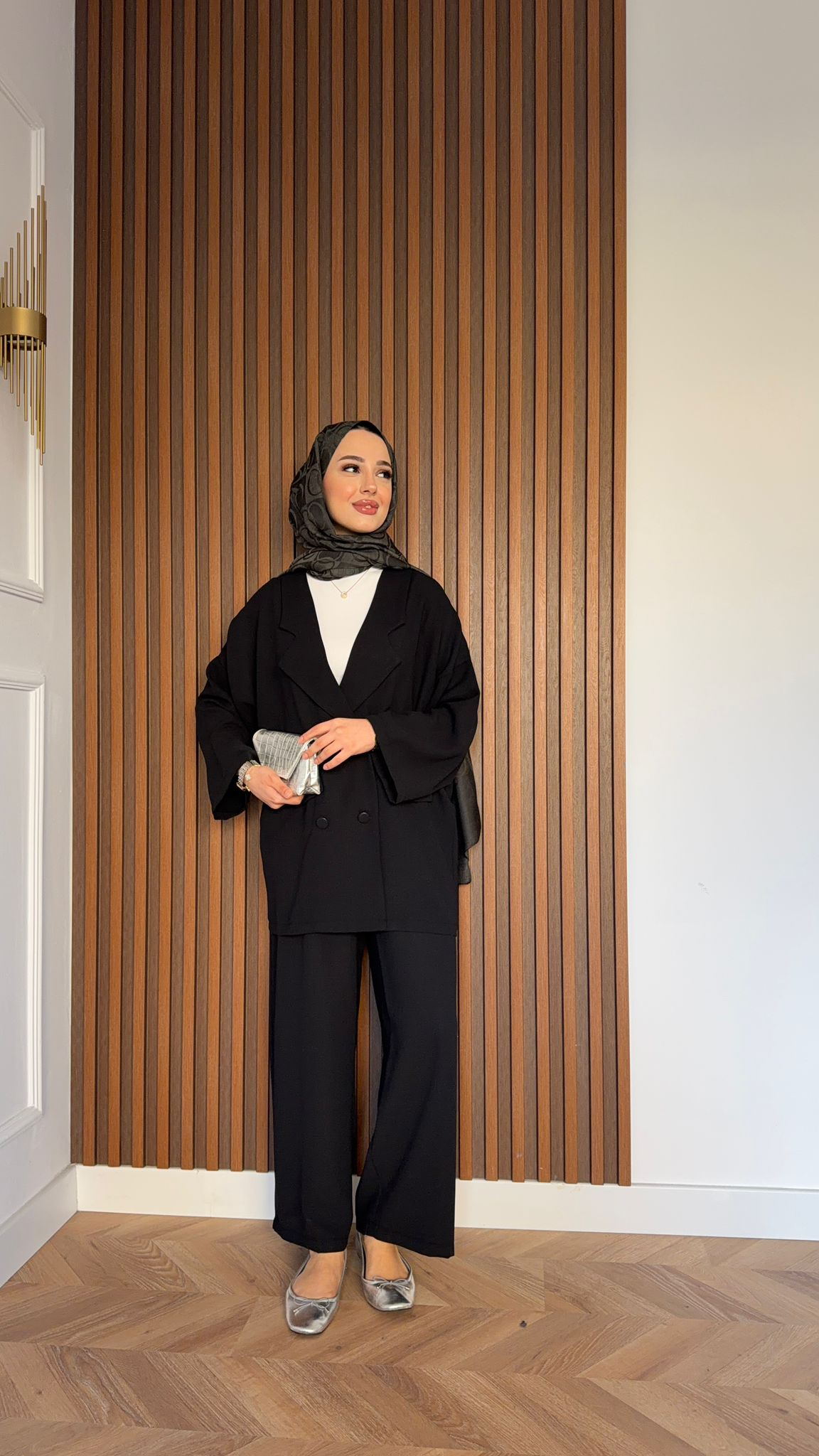 MEYSA TROUSER SETS Kruvaze Krep İkili Takım Siyah