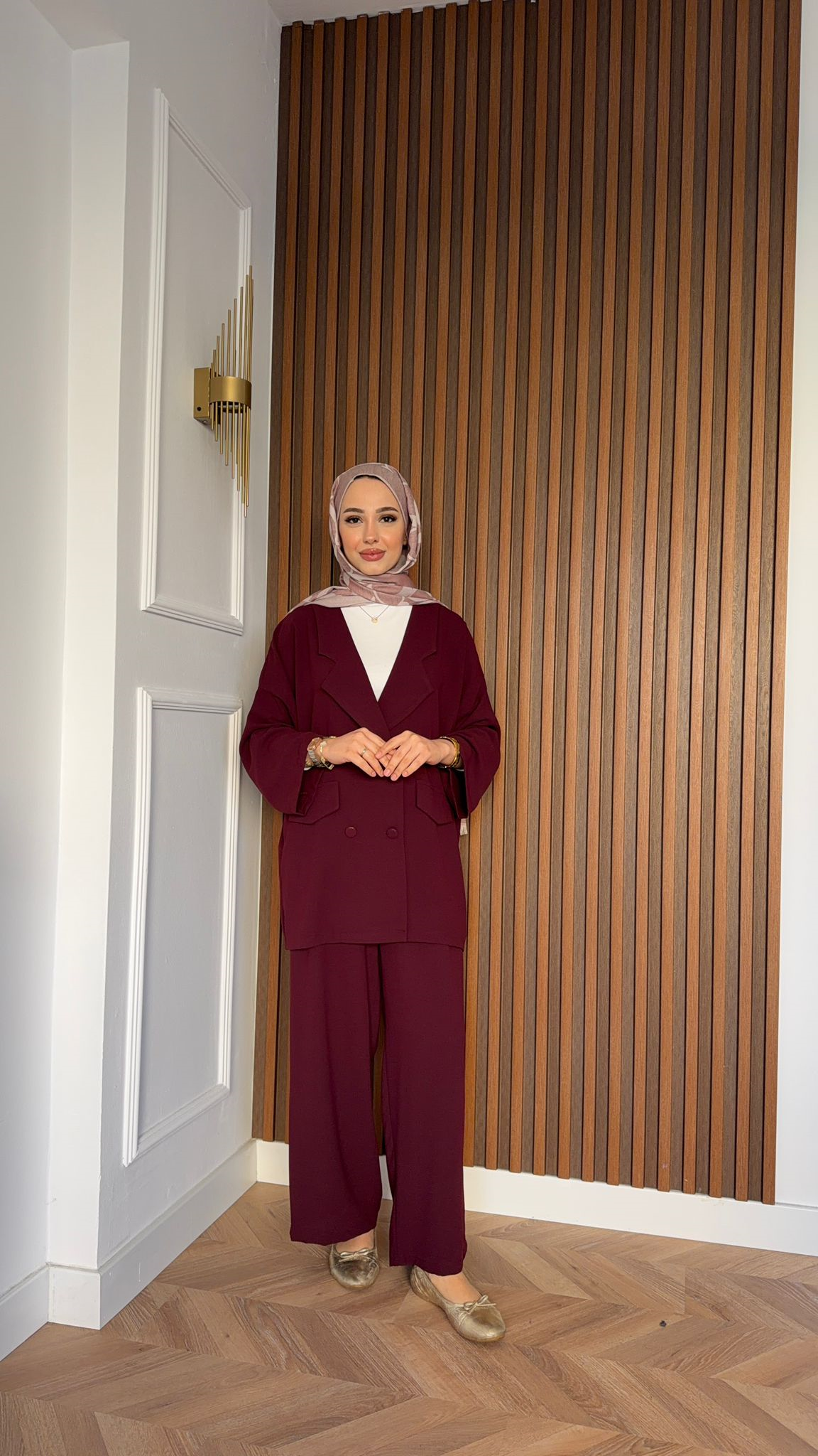 MEYSA TROUSER SETS Kruvaze Krep İkili Takım Bordo