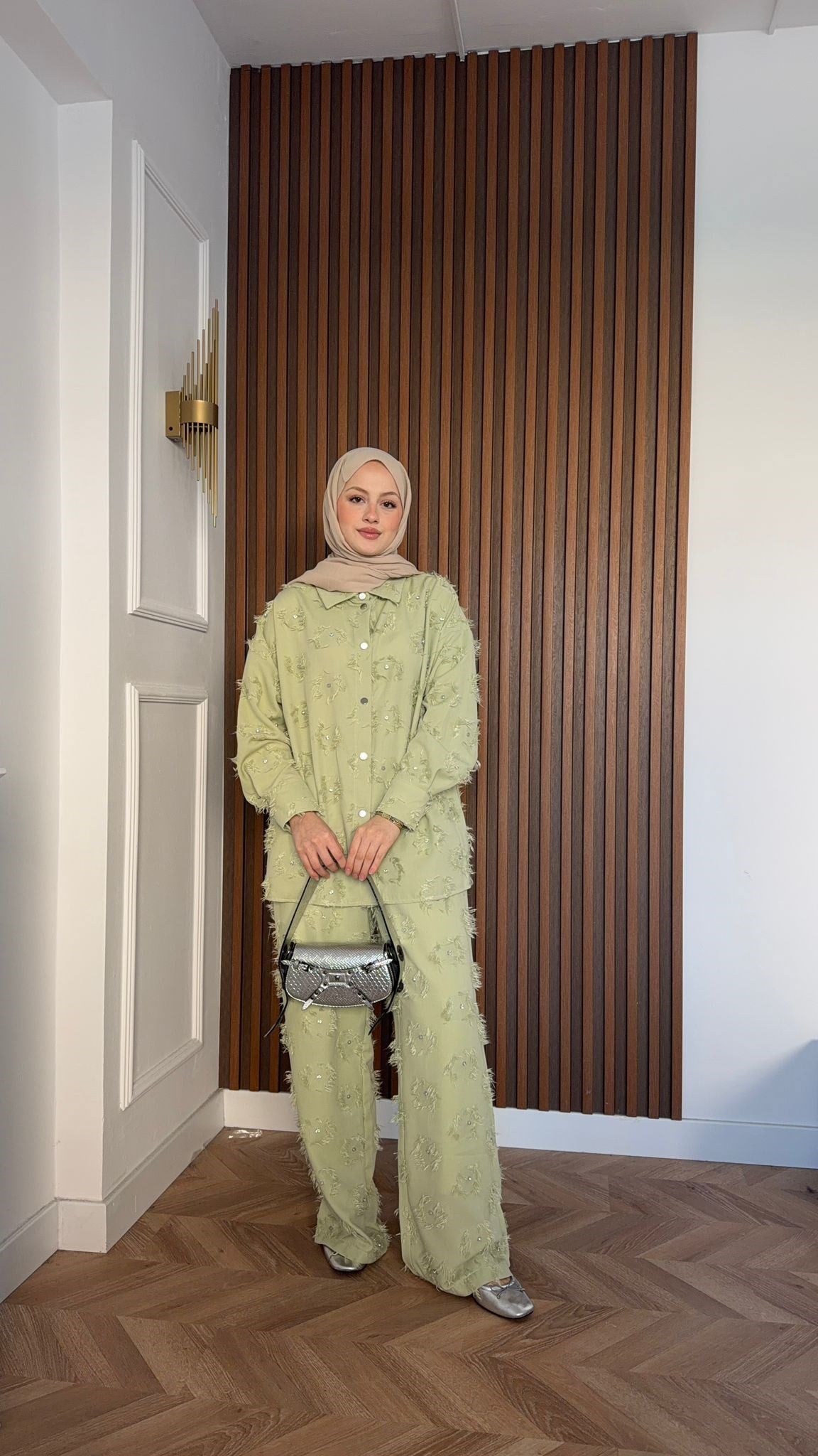 MEYSA TROUSER SETS Lisbon Saçaklı Taşlı Takım Mint