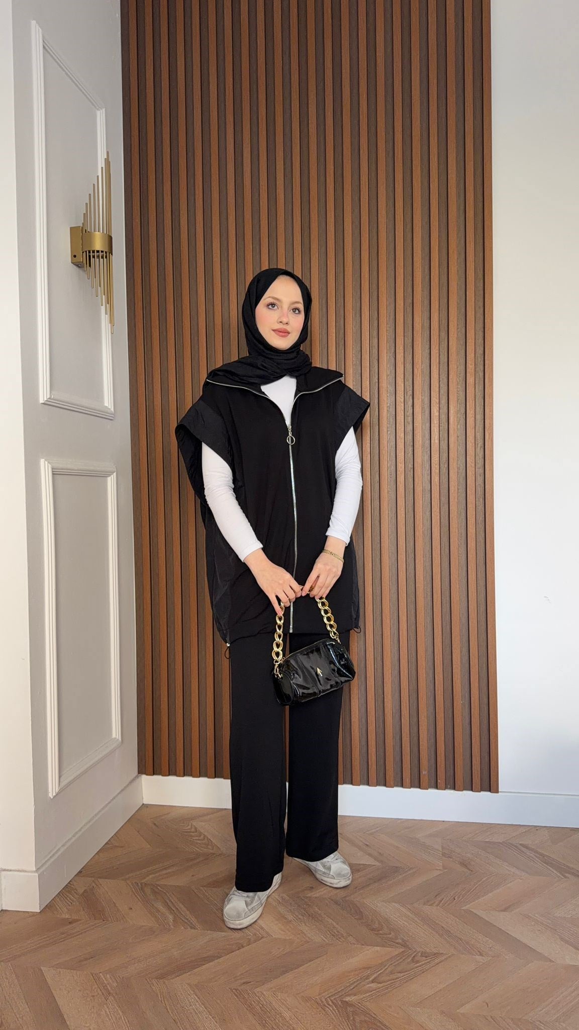 MEYSA PANTOLON TAKIM Nervürlü Yelekli Takım Siyah