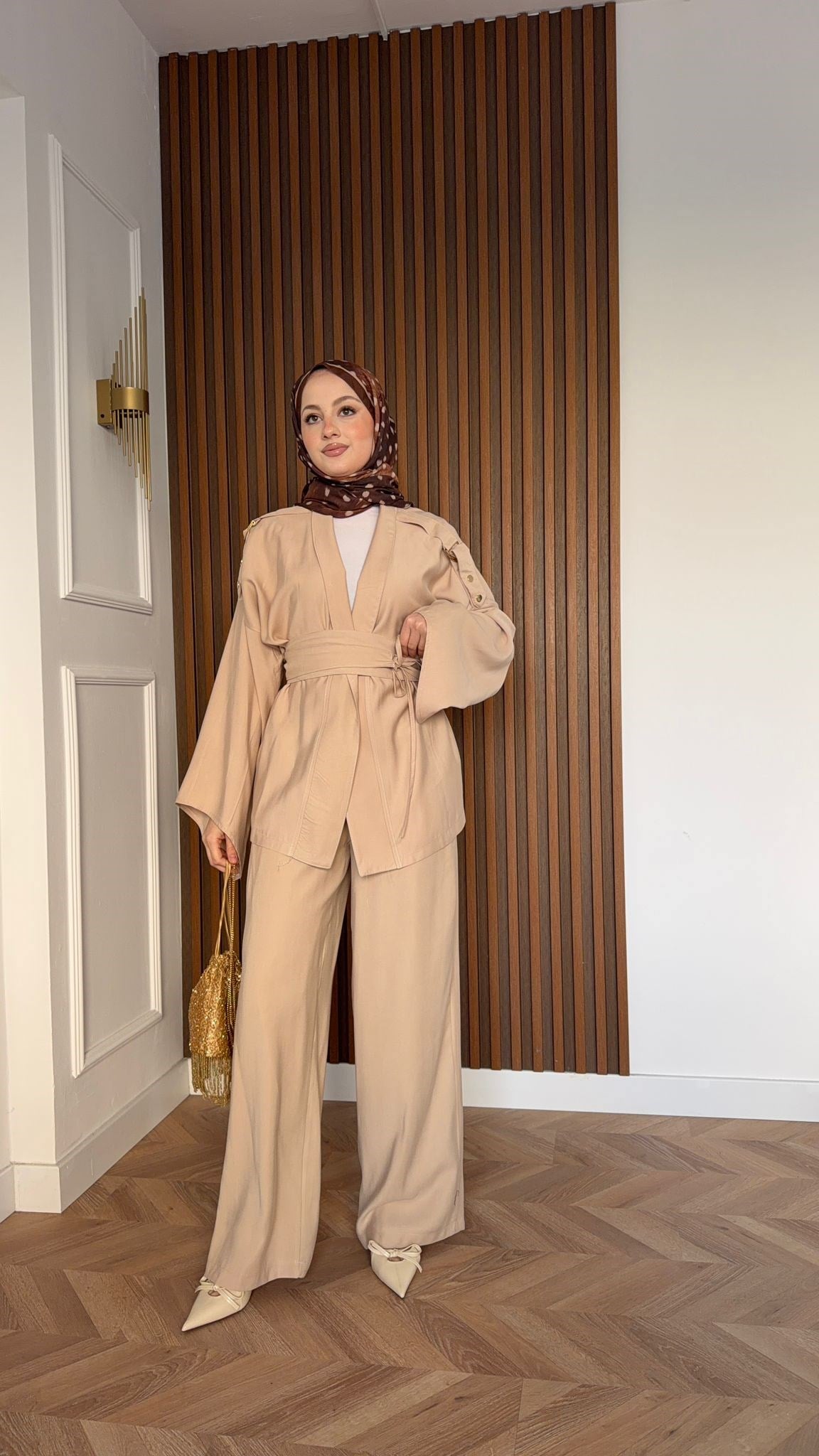 MEYSA TROUSER SETS Violet Tensel İkili Takım Vizon