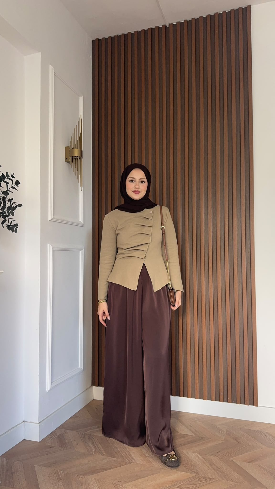 MEYSADESIGN BLUZ Çapraz Düğmeli Örme Bluz Vizon