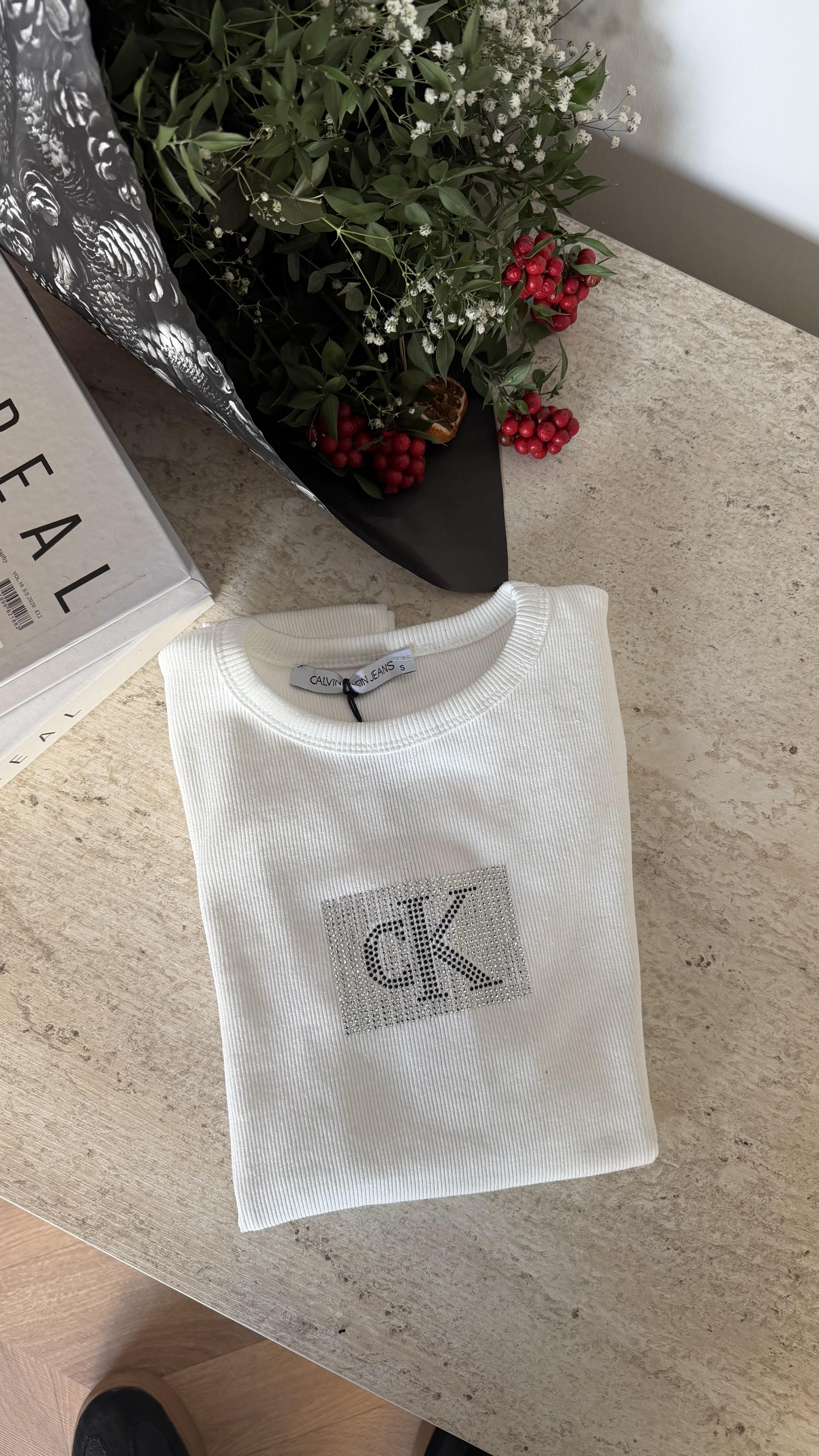 Ck Embellished Long Sleevelu Bady Ecru