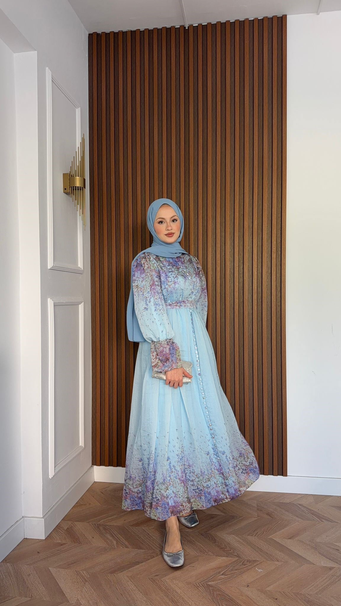 MEYSADESIGN DRESSES Alice Desenli Elbise Mavi