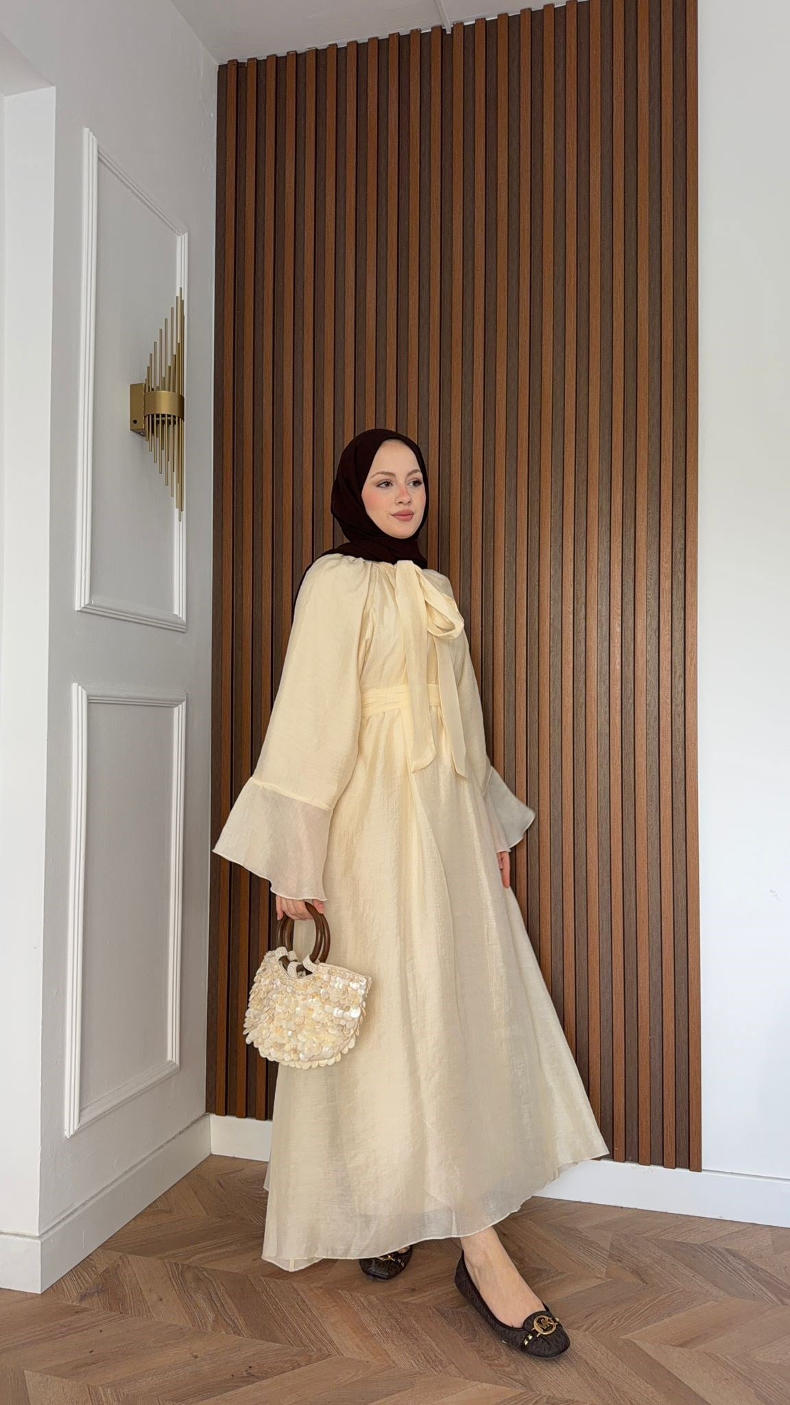 MEYSADESIGN ELBİSELER Asil Vual Elbise Krem