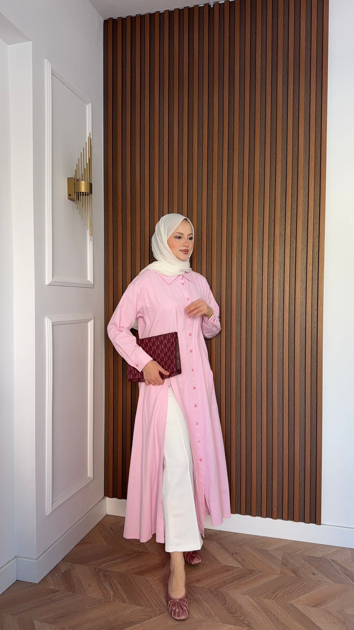 MEYSADESIGN ELBİSELER Basic Gömlek Elbise Pembe