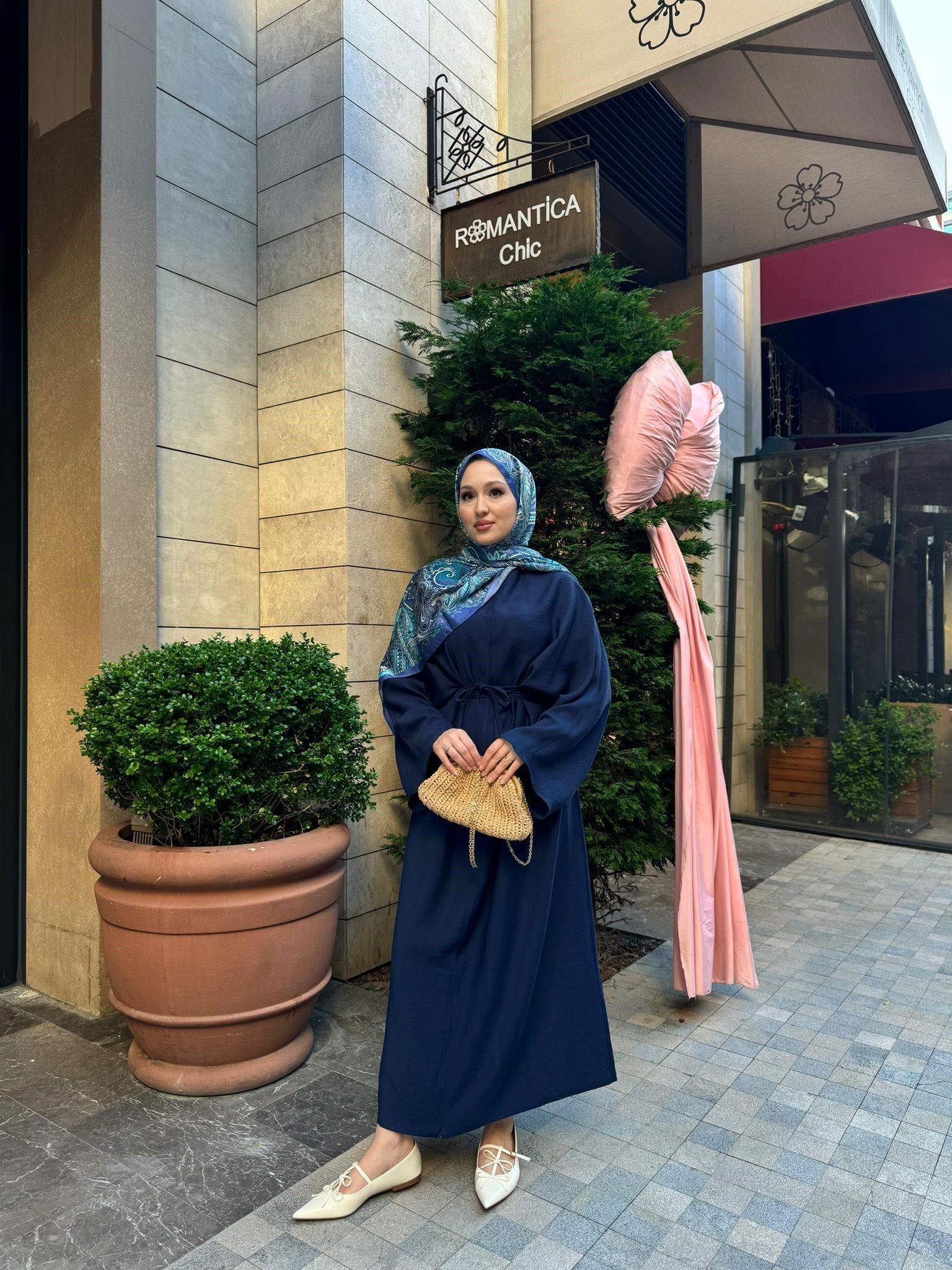 MEYSADESIGN ELBİSELER Beli Bağlamalı Tensel Elbise Lacivert
