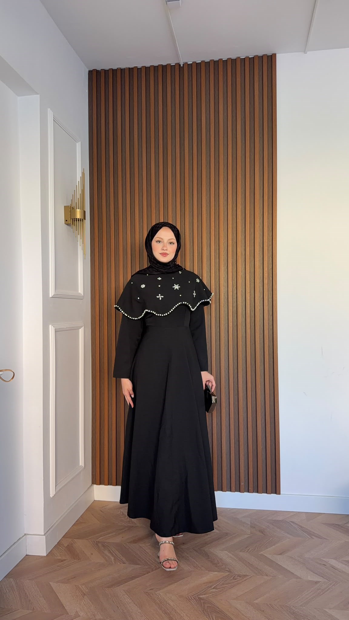 MEYSADESIGN ELBİSELER Blue Taşlı Yakalı Abiye Siyah