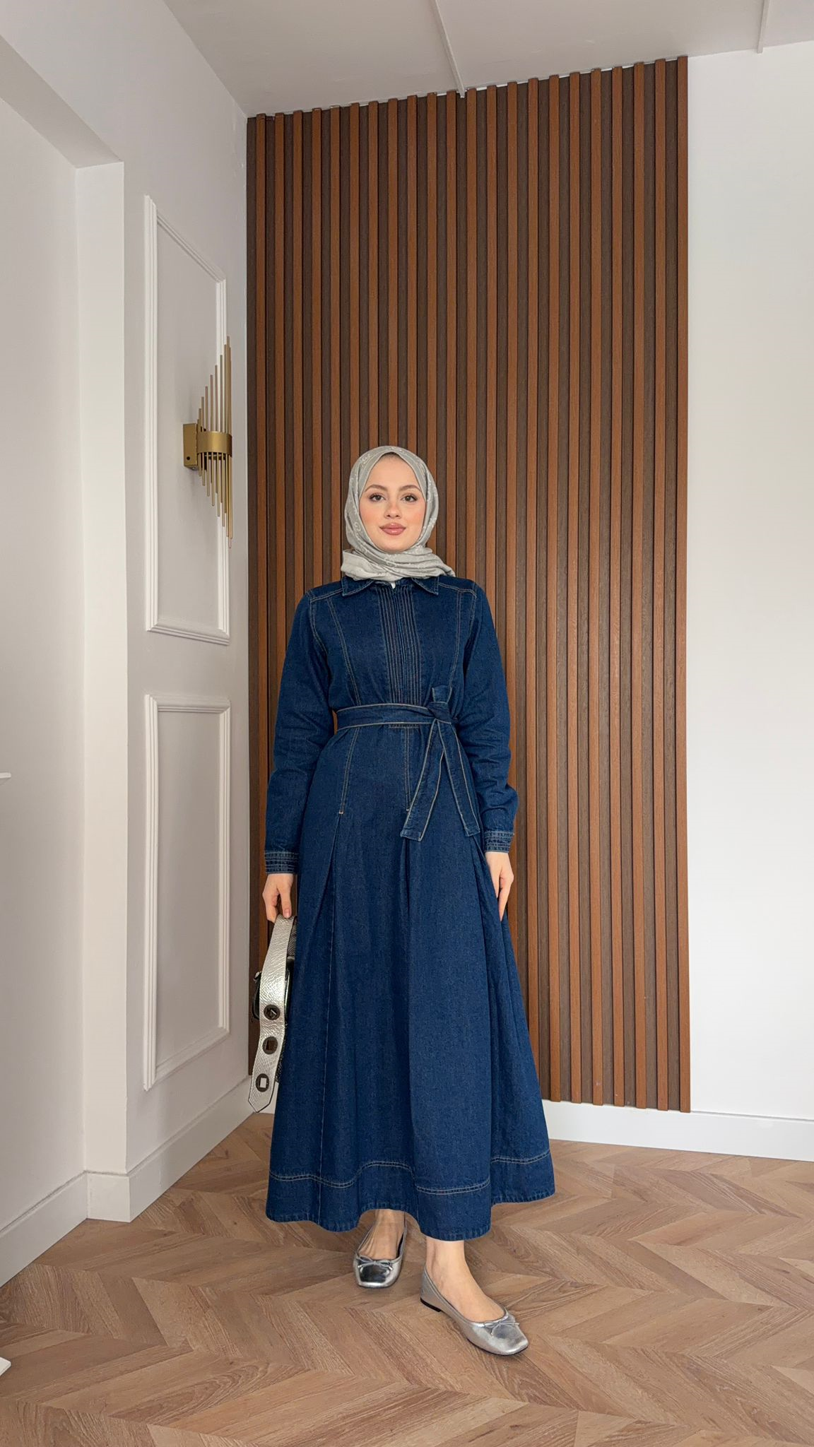 MEYSADESIGN DRESSES Bomonti Önü Fermuarlı Kot Elbise Koyu Mavi