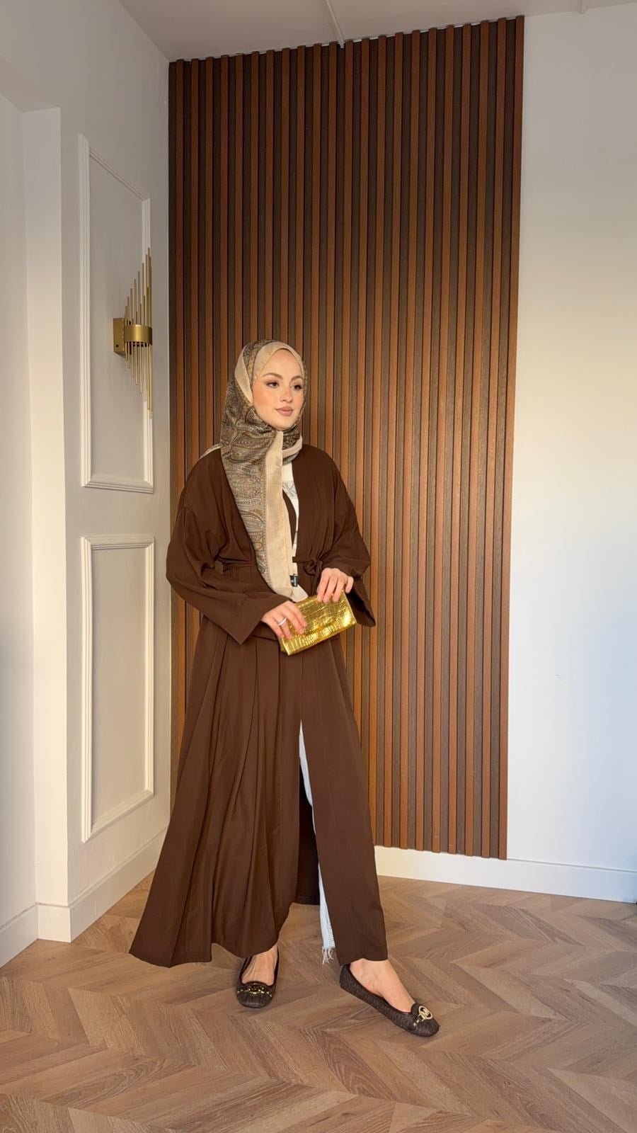 MEYSADESIGN DRESSES Bornova Dubai Krep Abaya Acı Kahve