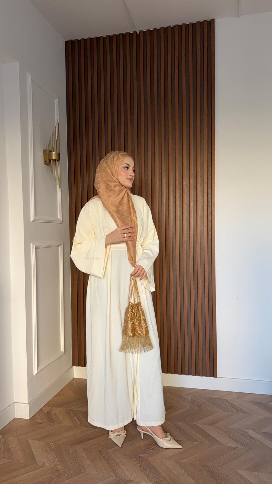 MEYSADESIGN DRESSES Bornova Dubai Krep Abaya Ekru