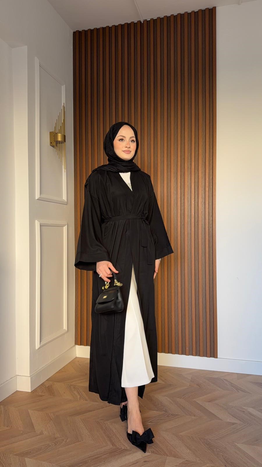 MEYSADESIGN DRESSES Bornova Dubai Krep Abaya Siyah
