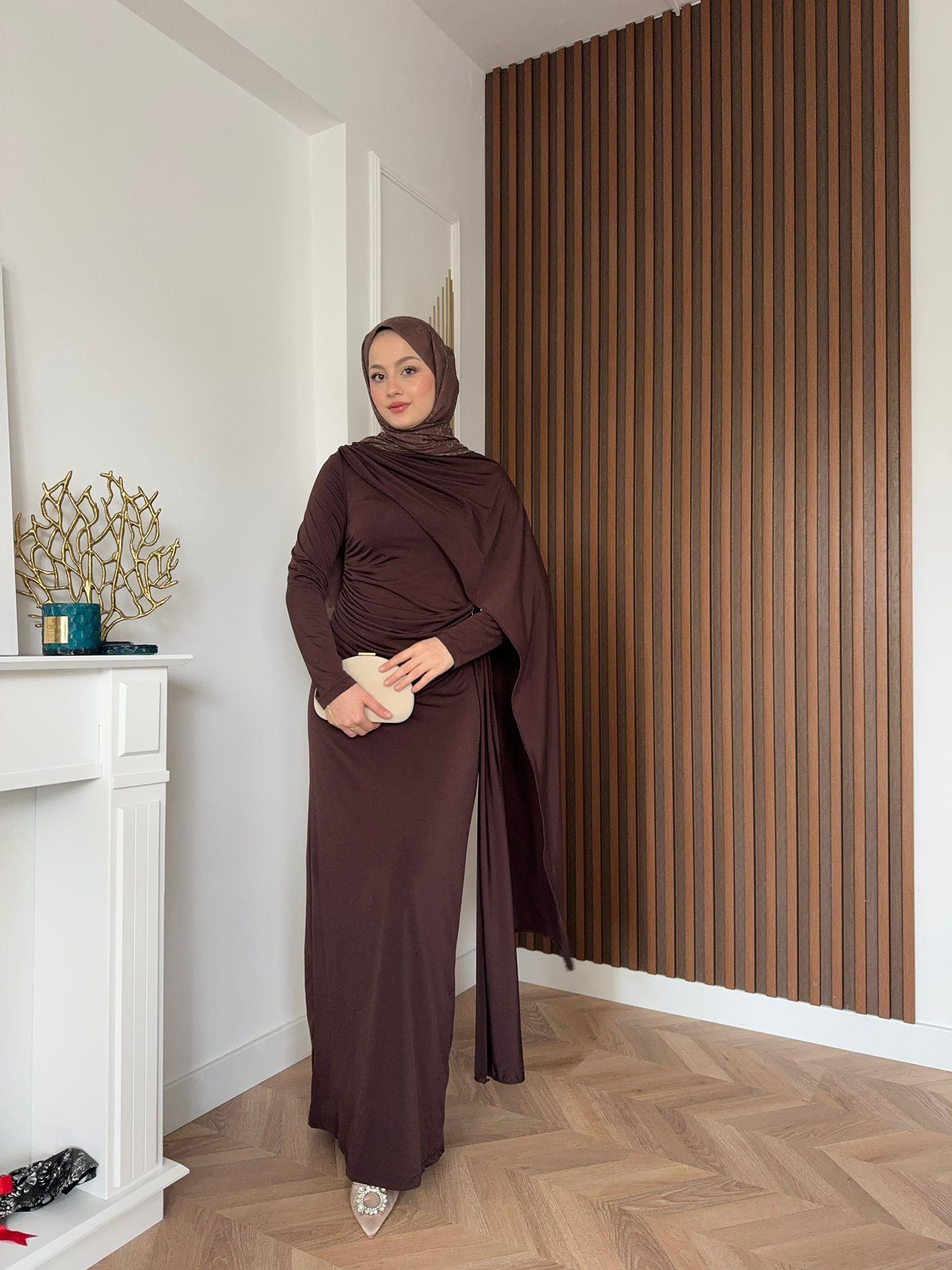 Diana Gold Detail Dress Brown