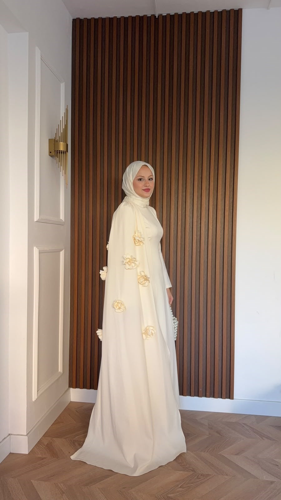 MEYSADESIGN ELBİSELER Gül Detaylı Abiye Bej