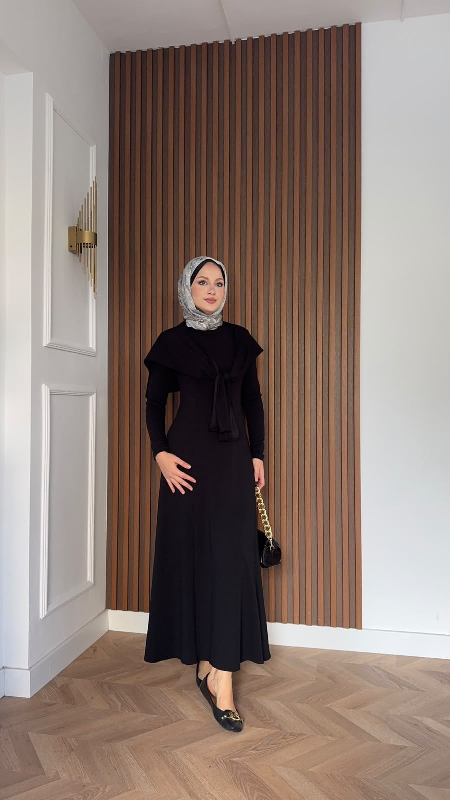 MEYSADESIGN ELBİSELER İdil Oysh Yakalı Elbise Siyah