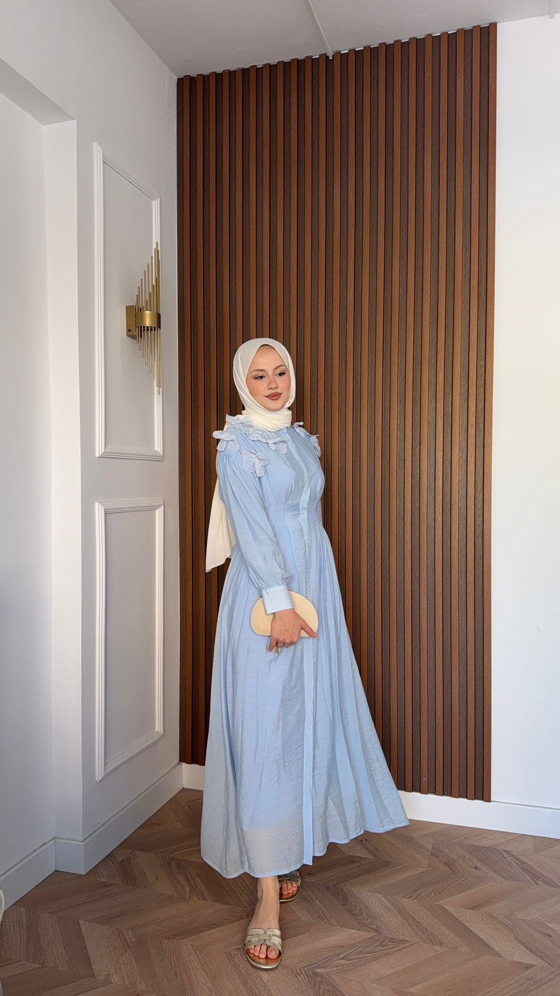 MEYSADESIGN DRESSES İncili Pensli Vual Elbise Bebe Mavisi
