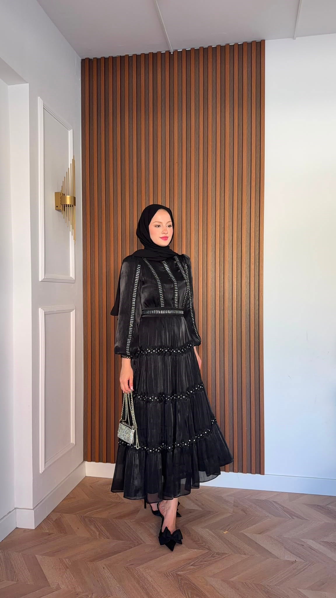 MEYSADESIGN ELBİSELER İthal Parıltılı Elbise Siyah