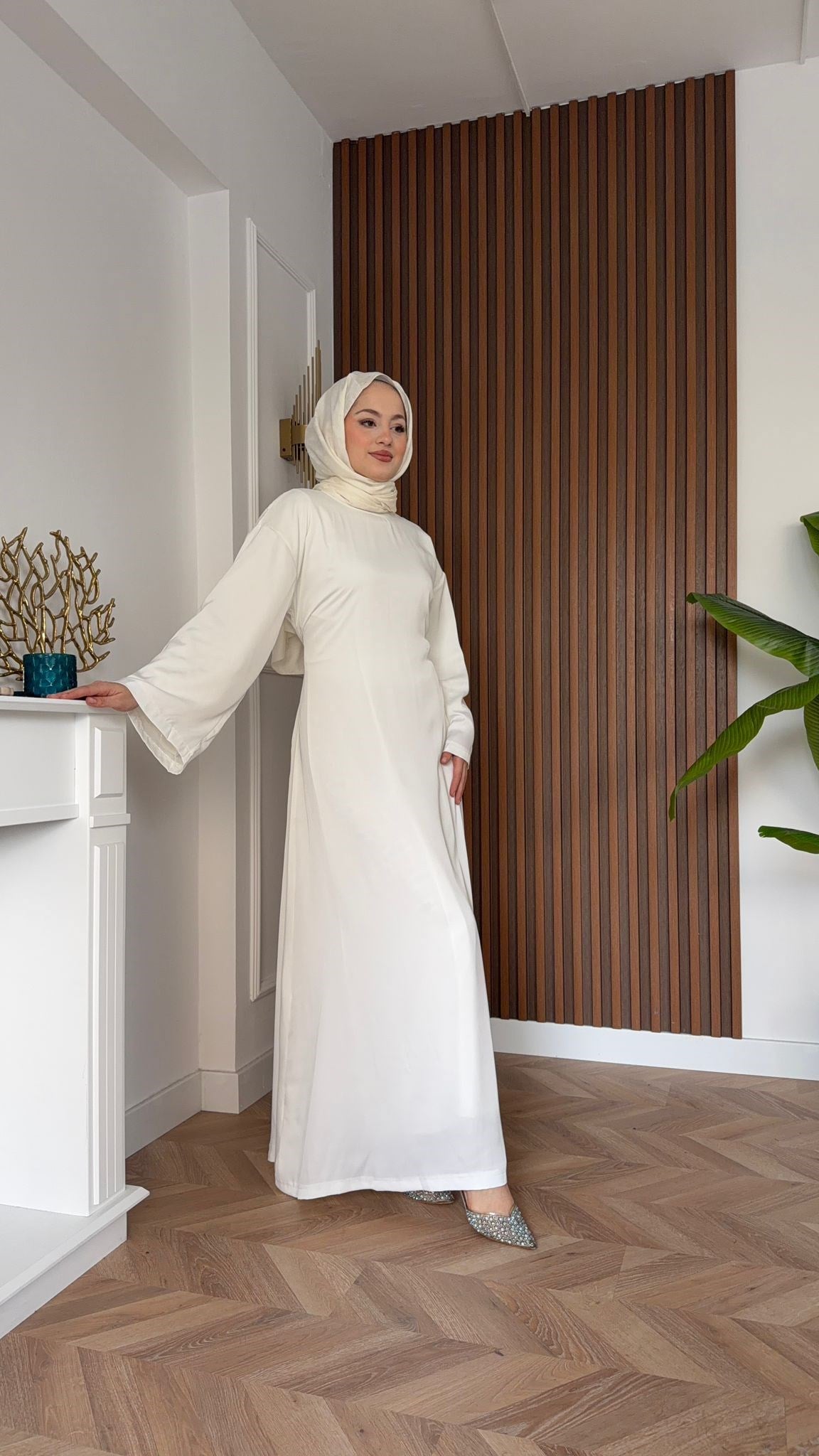 Kiss Saten Bağlamalı Elbise Beyaz