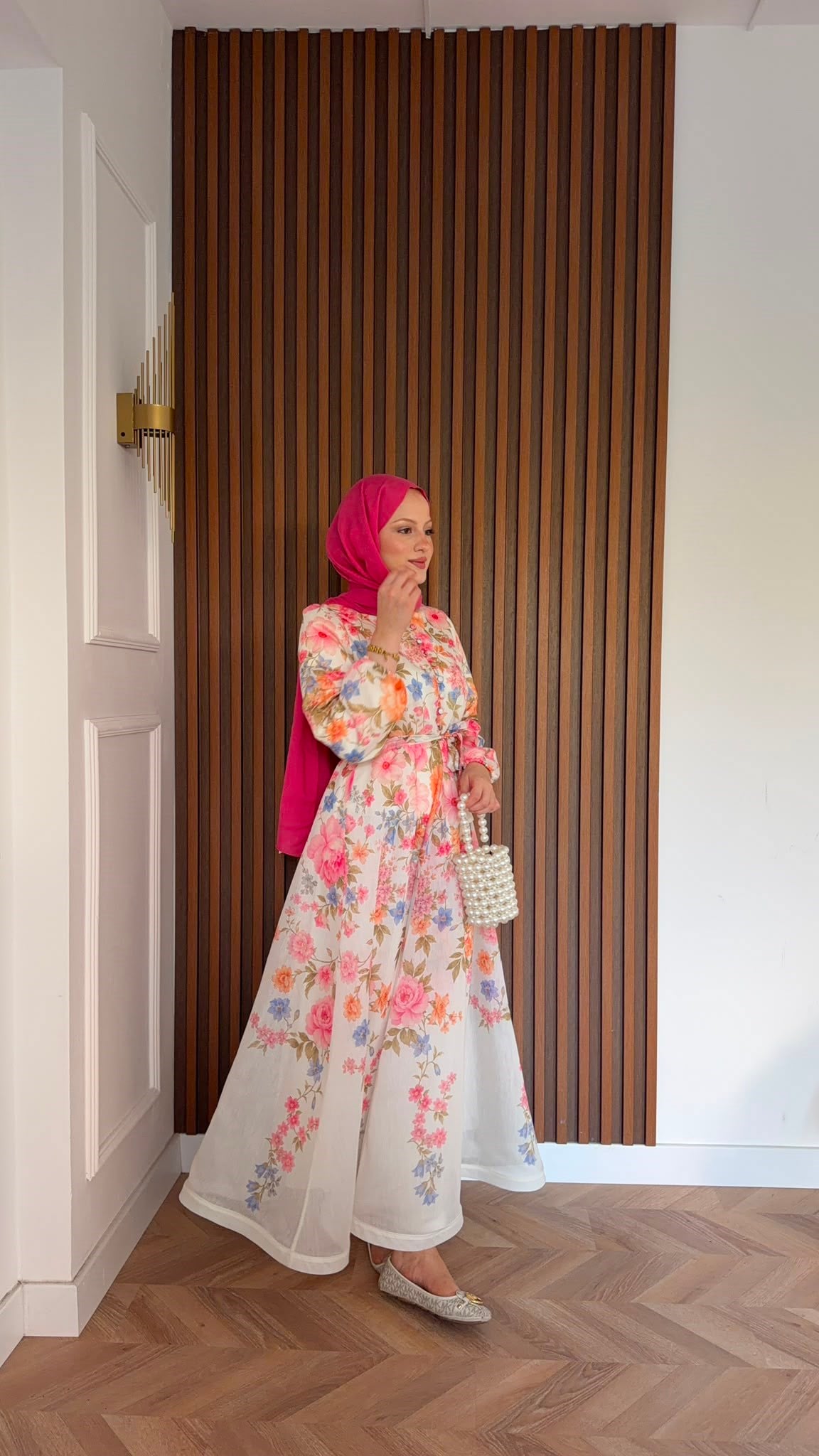 MEYSADESIGN ELBİSELER Lavinya Çiçekli Elbise Pembe