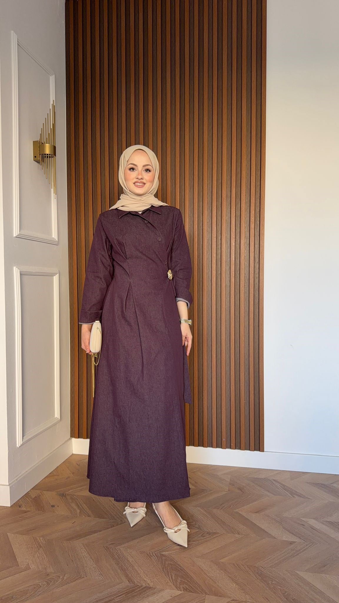 MEYSADESIGN ELBİSELER Sare Gül Broşlu Elbise Bordo
