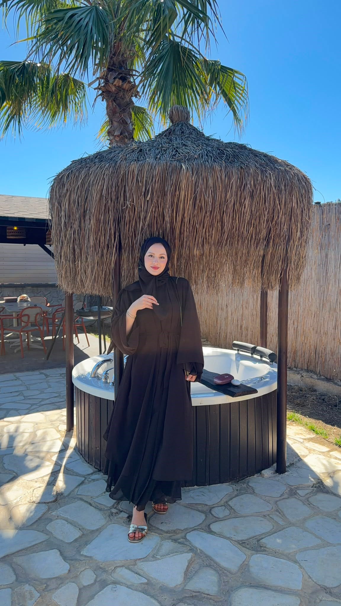 MEYSADESIGN ELBİSELER Sare Üç Parçalı Abaya Acı Kahve