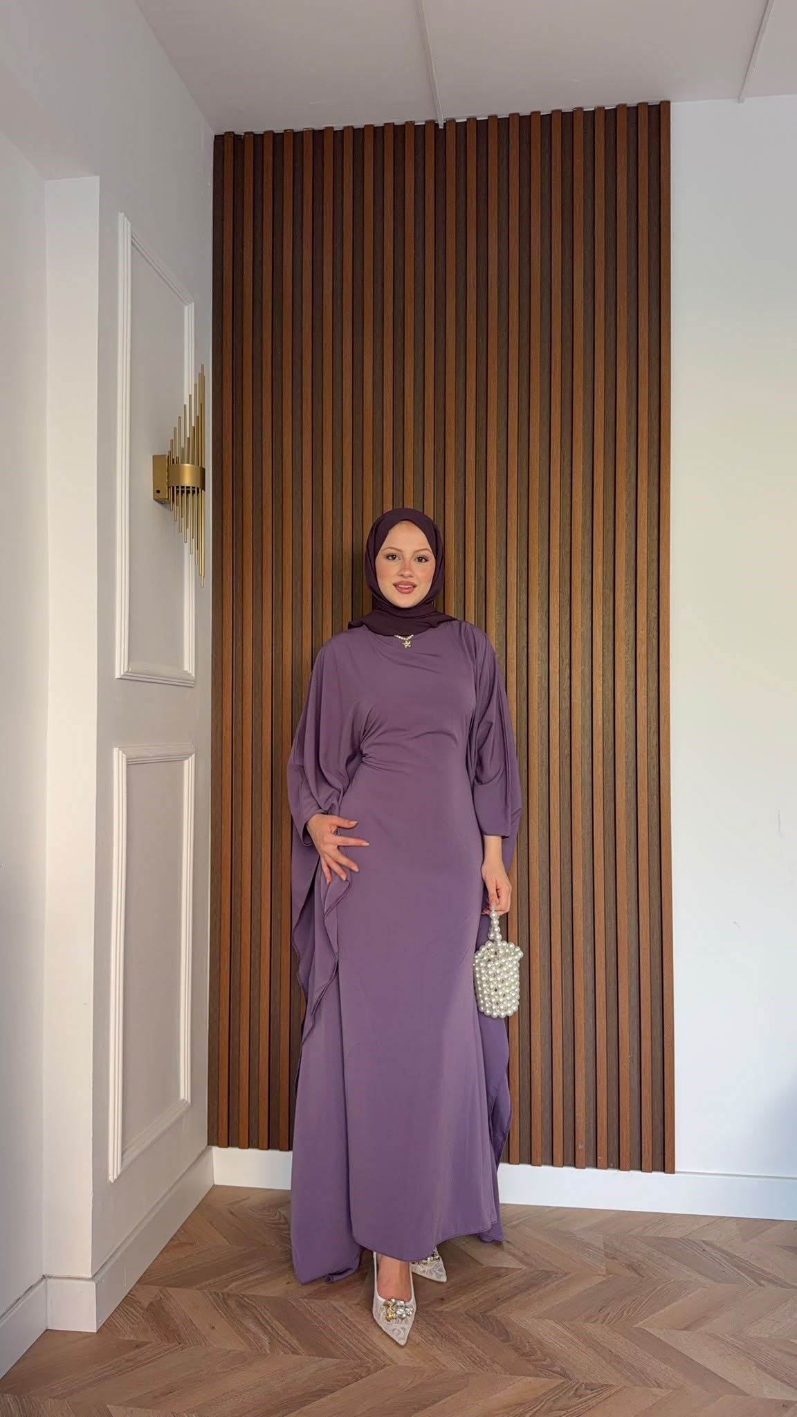 MEYSADESIGN ELBİSELER Sisi Yarasa Kol Elbise Lila