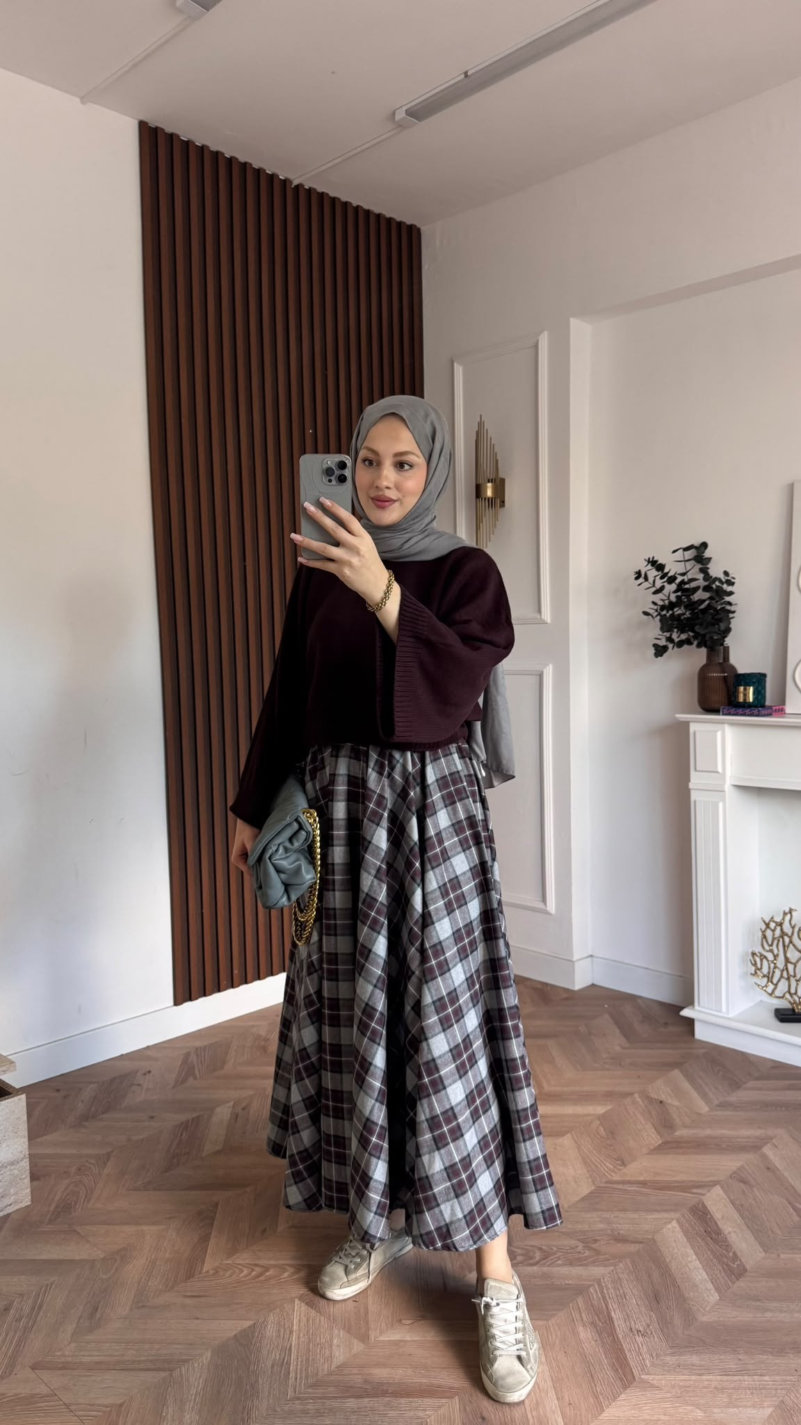 MEYSADESIGN ETEK Ekose Etek Siyah Bordo Desenli
