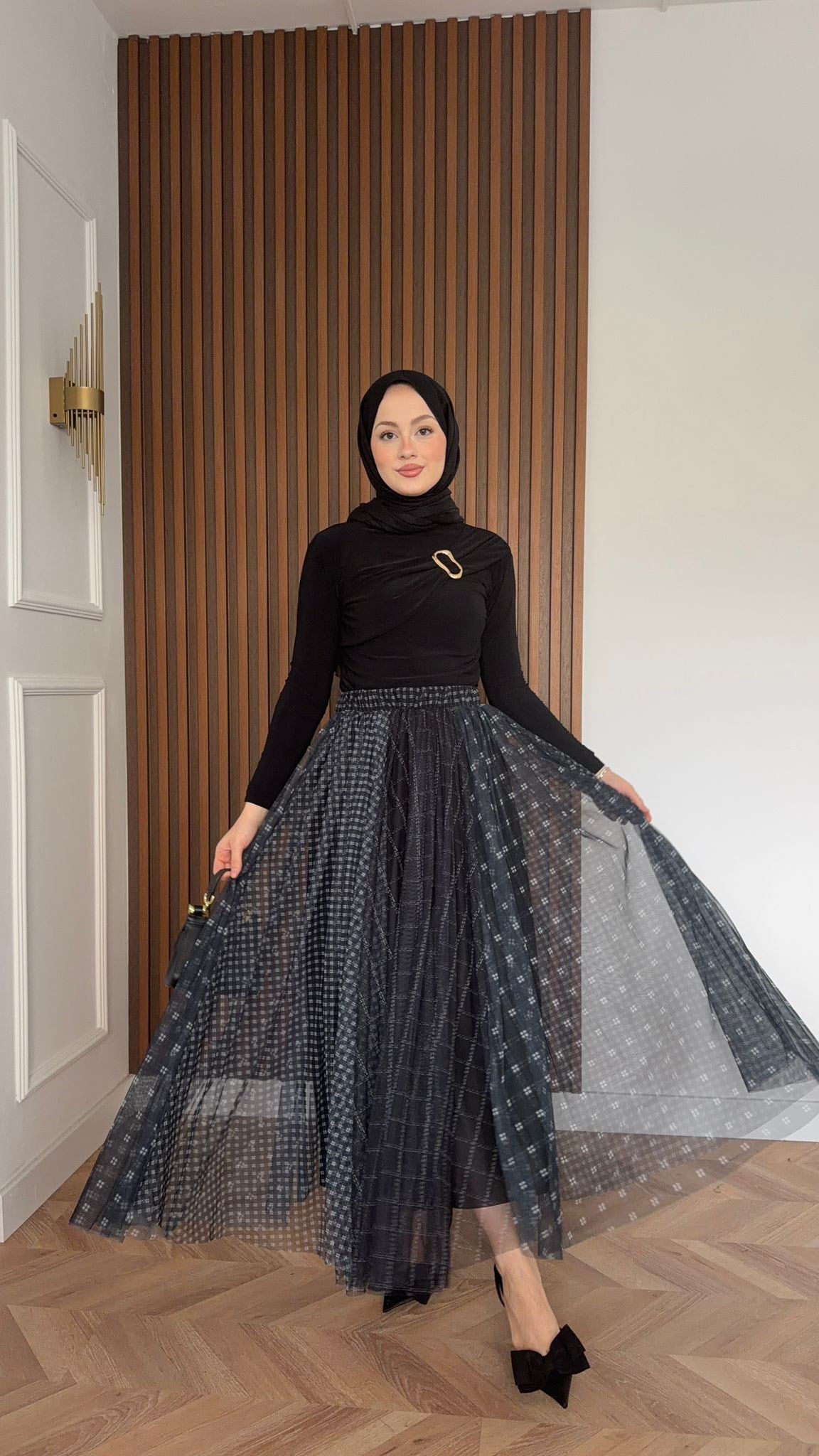 MEYSADESIGN SKIRTS Eva Ekoseli Tül Etek Siyah
