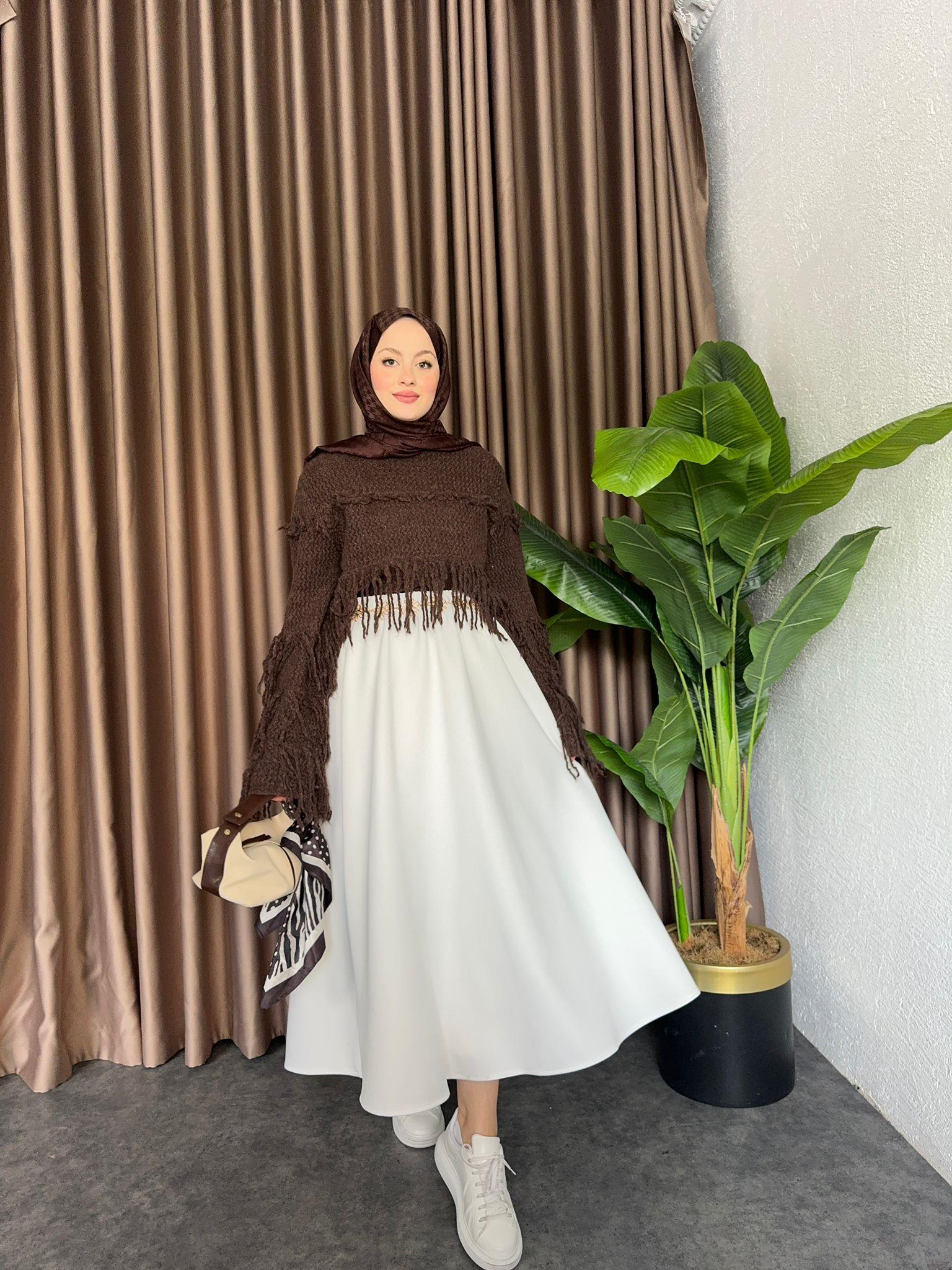 Puff Scuba Fabric Skirt White