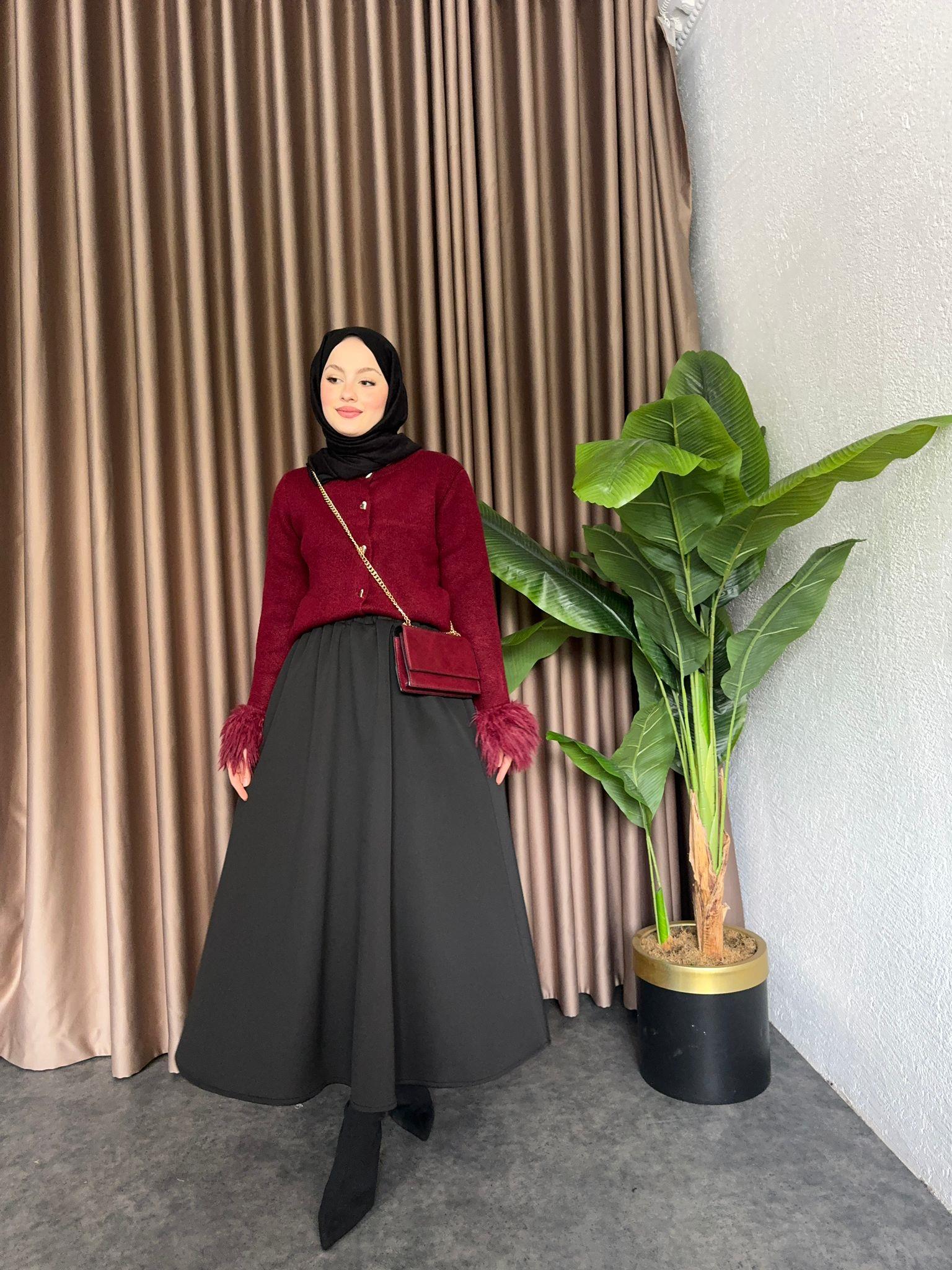Puff Scuba Fabric Skirt Black