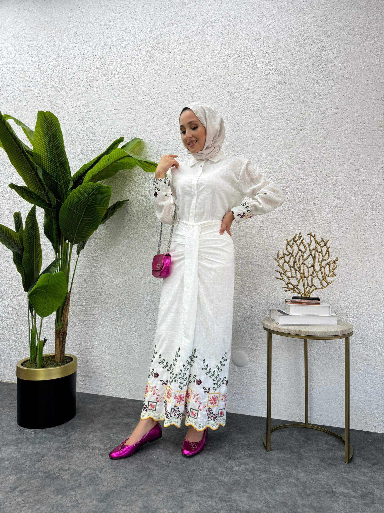Floral Embroidery Embroidered Skirt Set