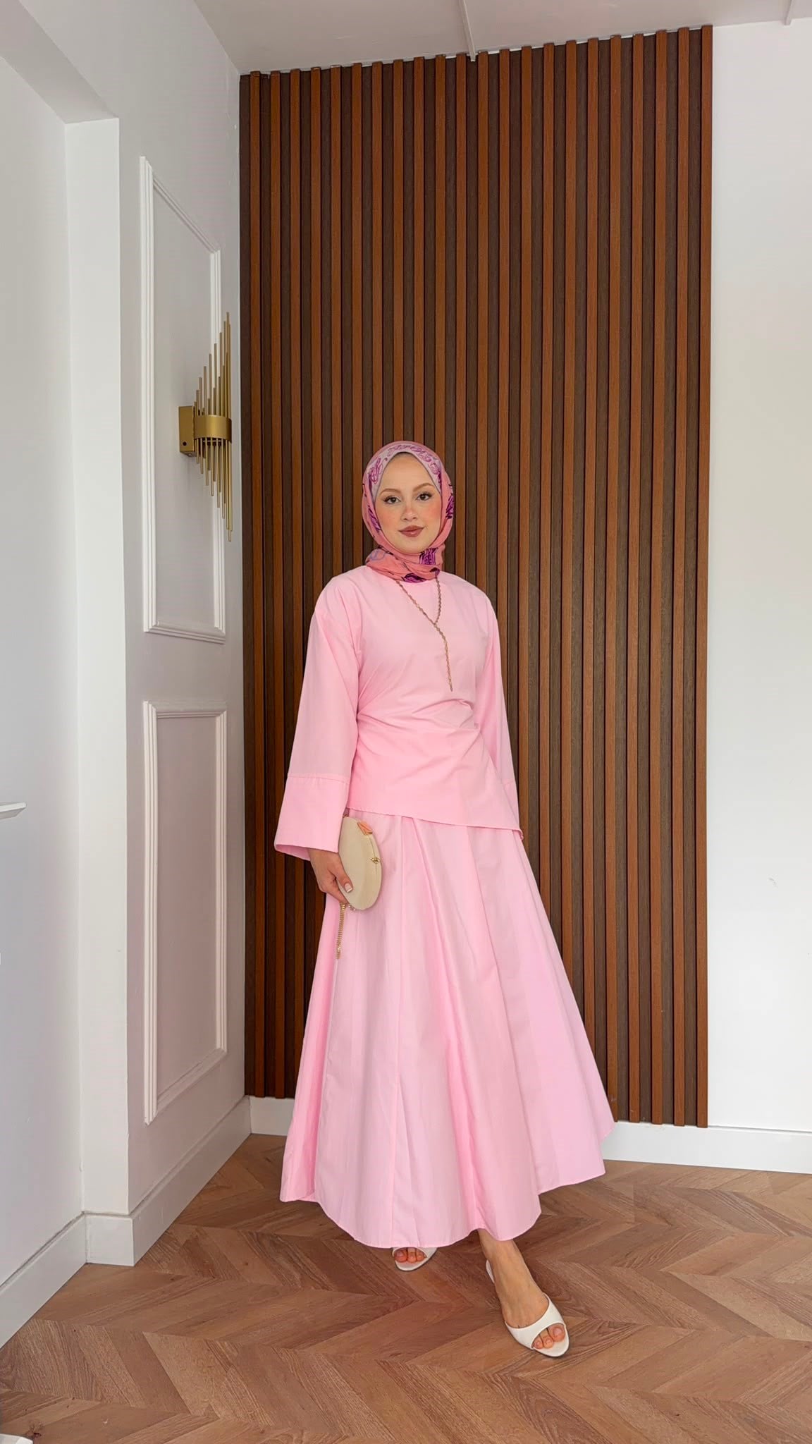 MEYSADESIGN ETEK TAKIM Hawai Asimetrik Etekli Takım Pembe