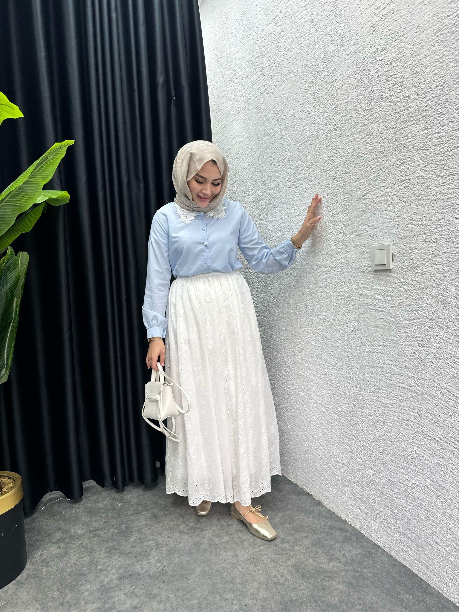 Collar Poplin Shirt Blue