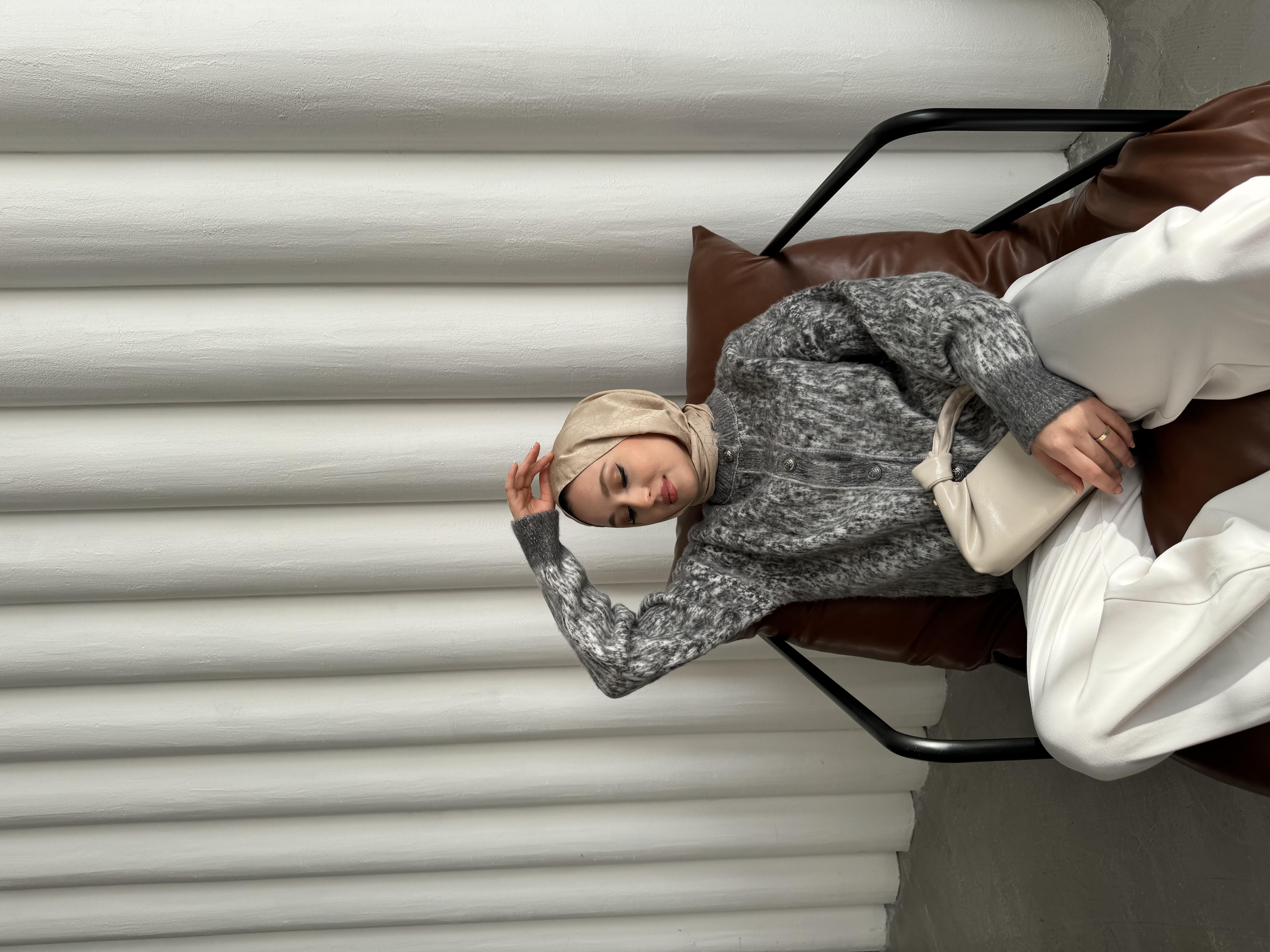 Speckled Knit Cardigan Grey