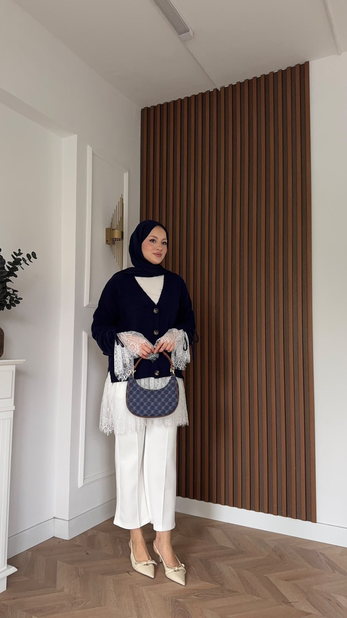 MEYSADESIGN HIRKA Örme Triko Hırka Dantel Detaylı Lacivert