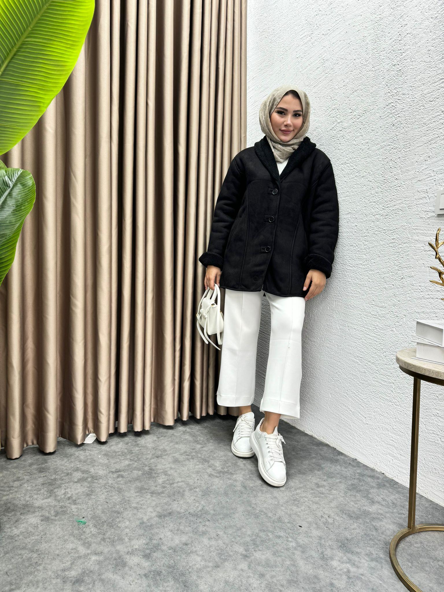 Lüx Buttoned Suede Parka Black