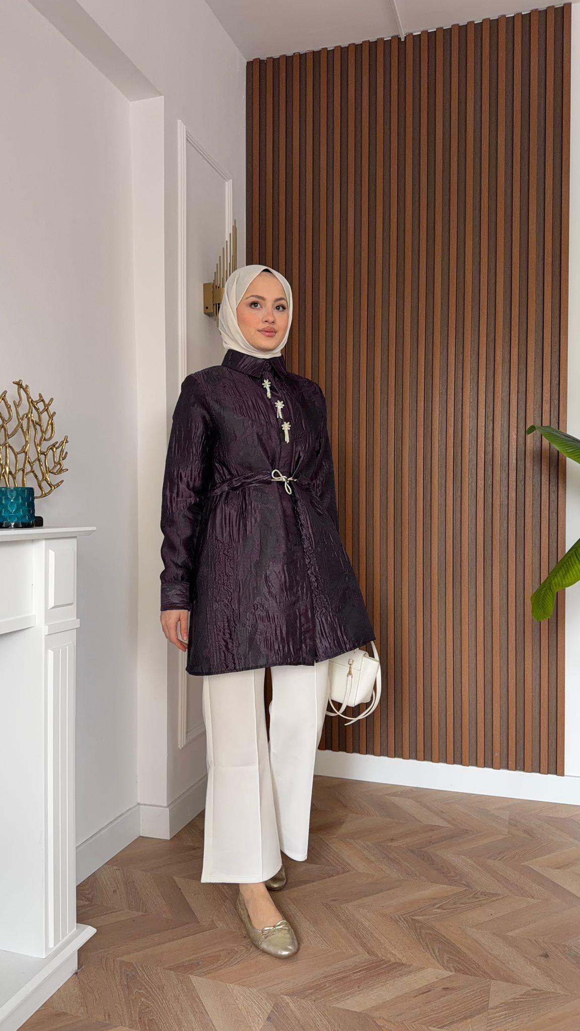 Embellished Embroidered Taffeta Jacket Plum