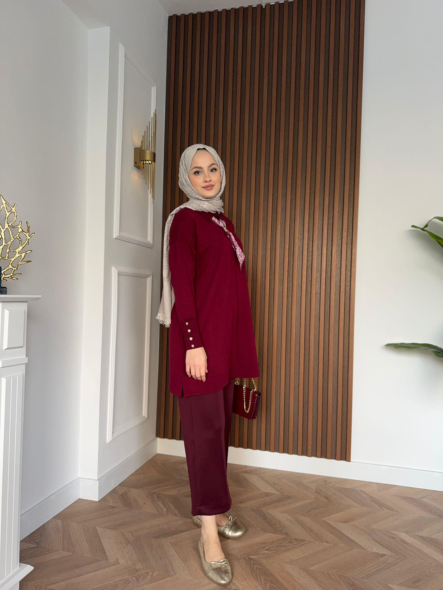 Foulard Merserized  Tunic Burgundy