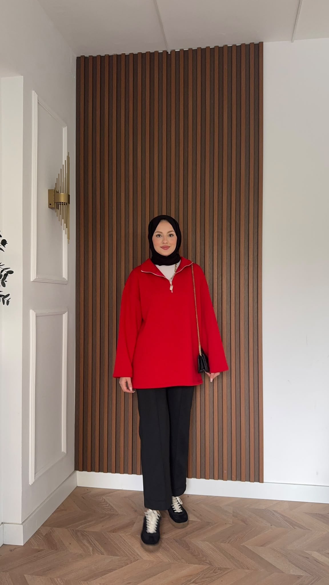 MEYSADESIGN OMUZ ATKISI Fermuarlı Polarlı Sweatshirt Kırmızı