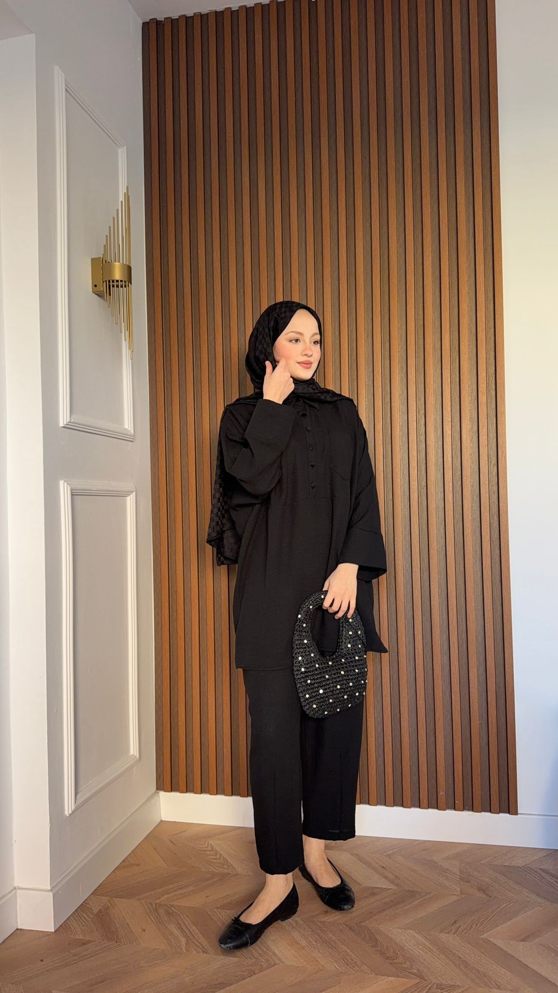 MEYSADESIGN TROUSER SETS Ala Düğmeli Aerobin İkili Takım Siyah
