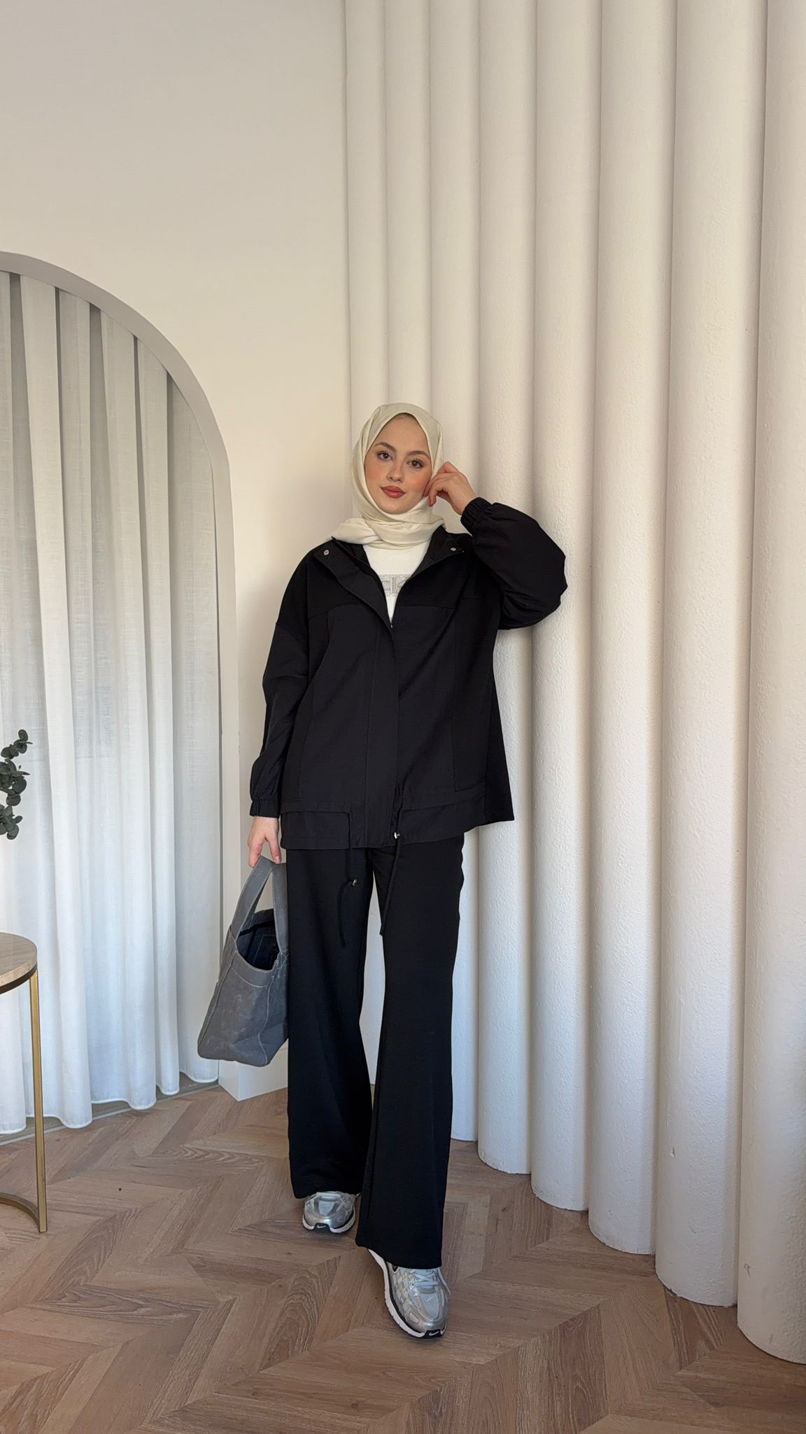 MEYSADESIGN TROUSER SETS Bihter Nervürlü İkili Takım Siyah