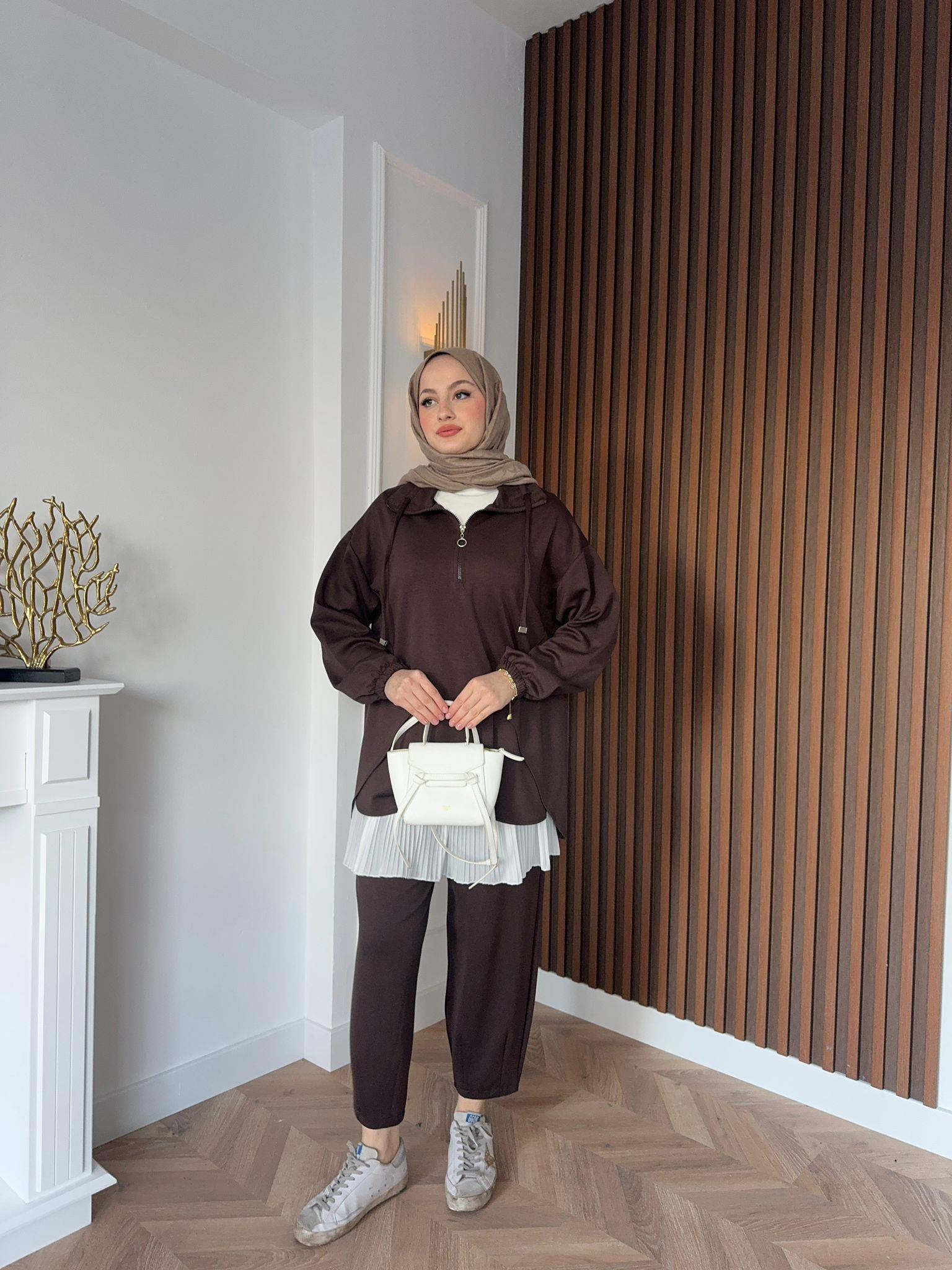 Ankle Length Oysh 2-Piece Set Brown