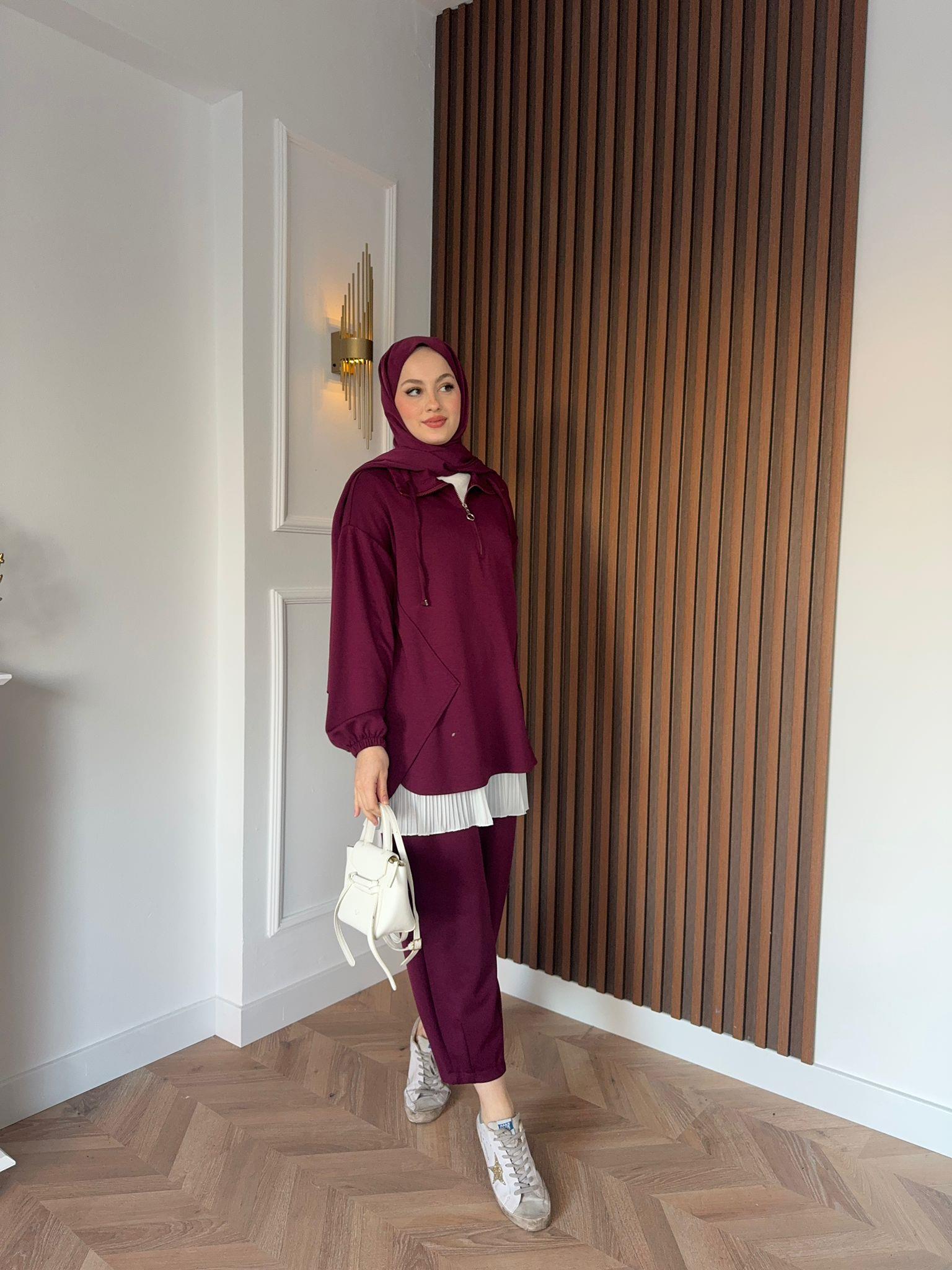 Ankle Length Oysh 2-Piece Set Burgundy