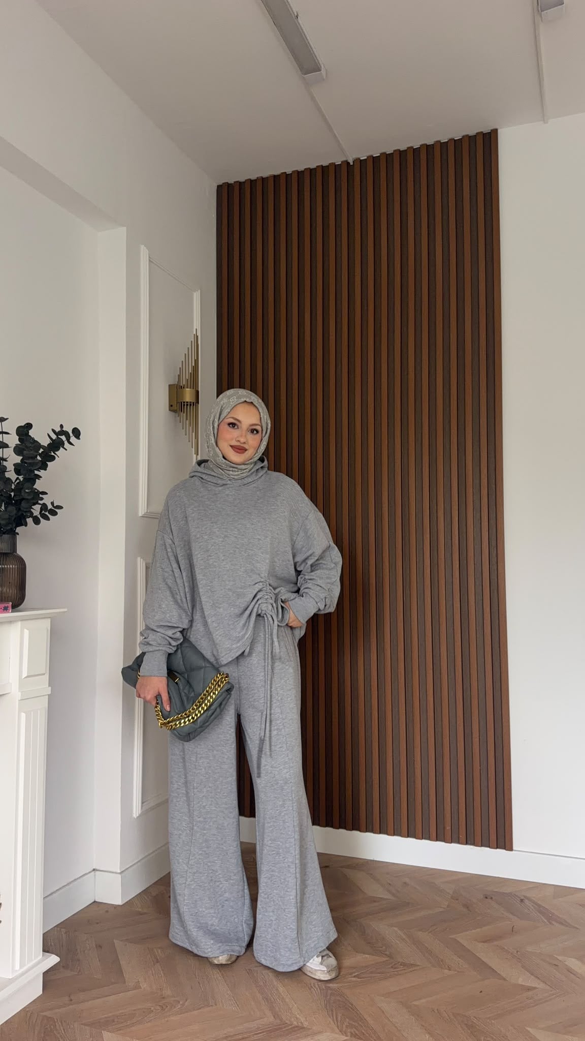MEYSADESIGN PANTOLON TAKIM Büzgülü Eşofman Takımı Gri