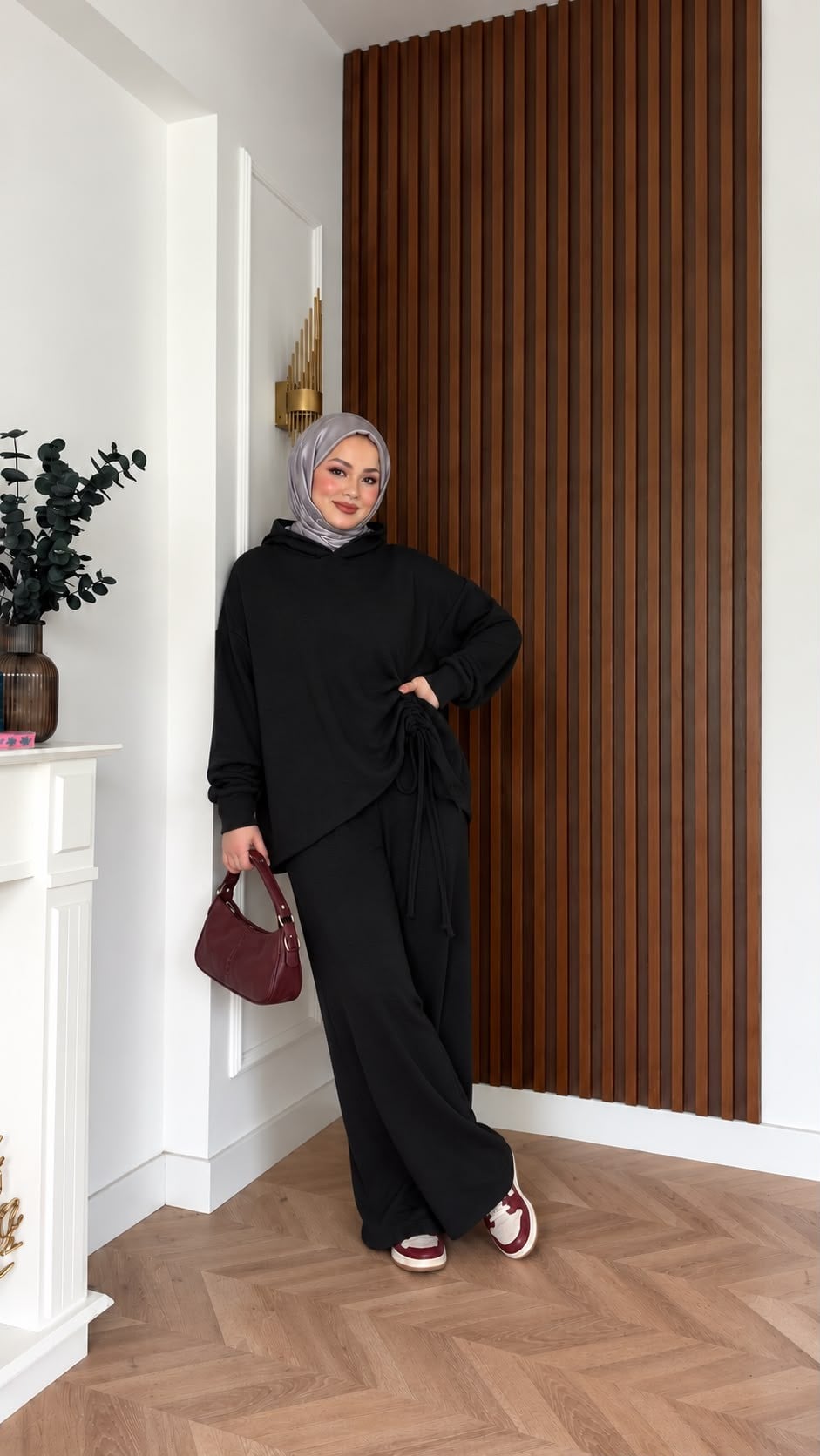 MEYSADESIGN PANTOLON TAKIM Büzgülü Eşofman Takımı Siyah