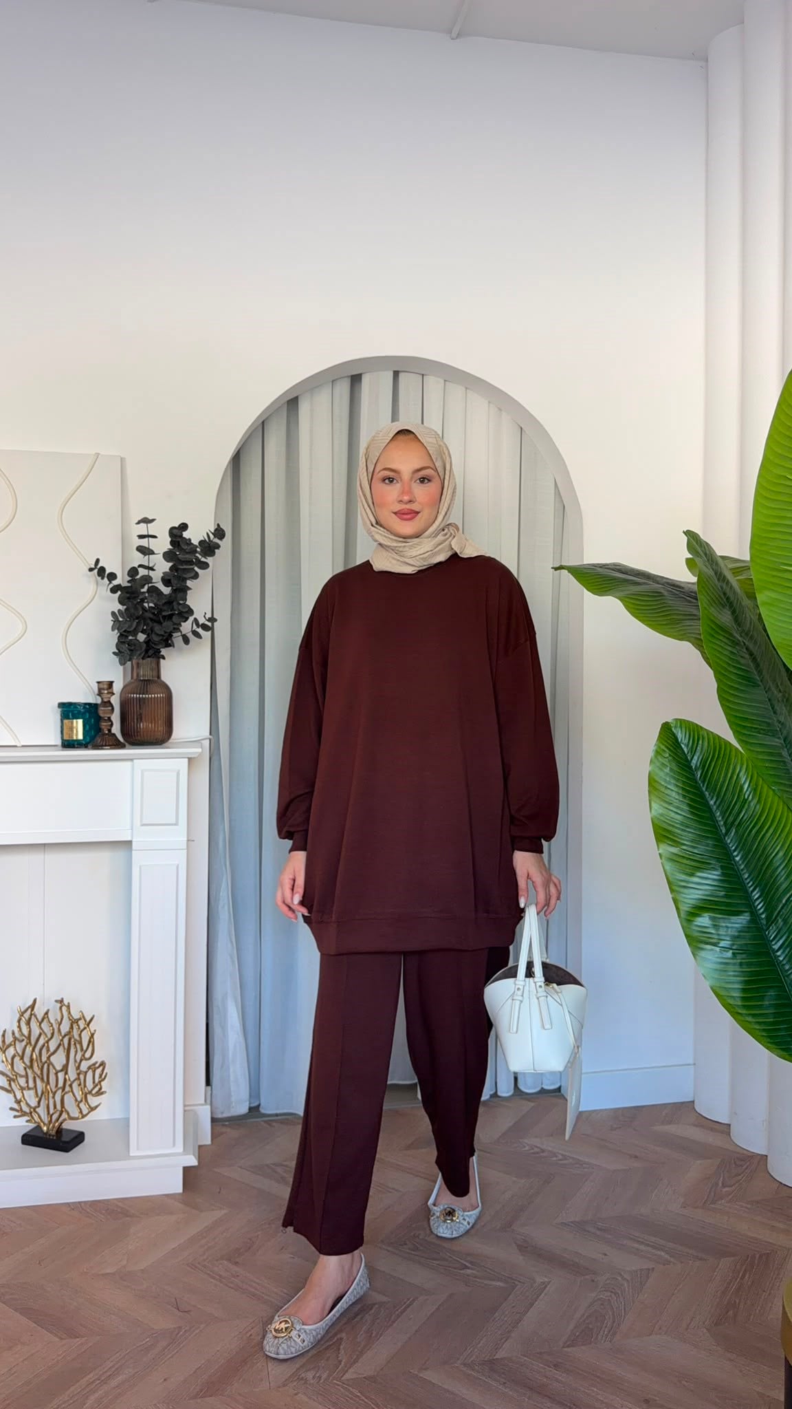 MEYSADESIGN PANTOLON TAKIM Çimalı Oysh İkili Takım Acı Kahve