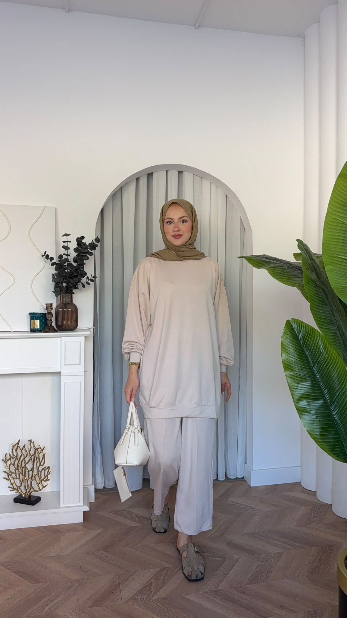 MEYSADESIGN PANTOLON TAKIM Çimalı Oysh İkili Takım Bej