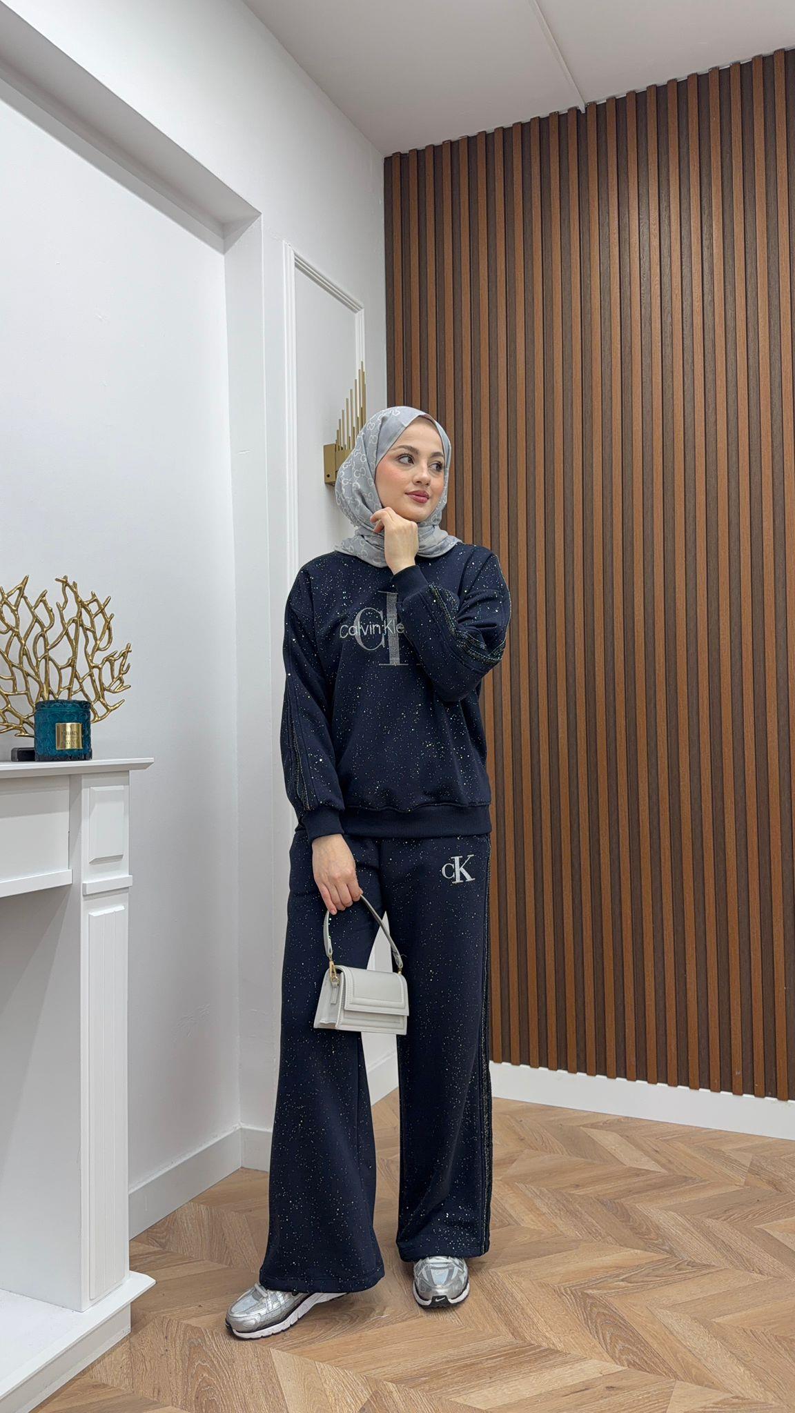 Ck Embellished 2-Piece Set Navy
