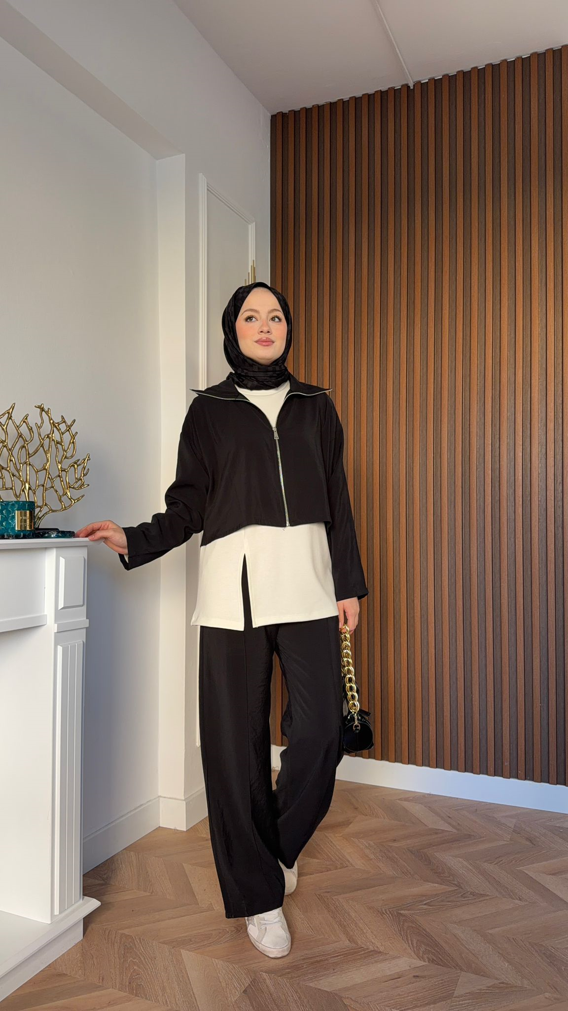 MEYSADESIGN TROUSER SETS Emma Üçlü Tensel Takım Siyah