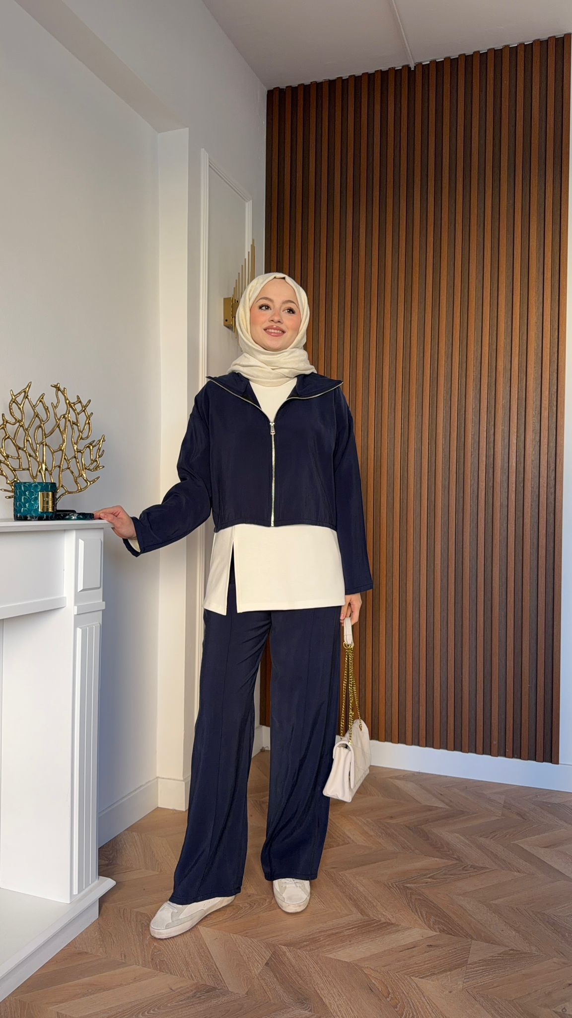 MEYSADESIGN TROUSER SETS Emma Üçlü Tensel Takım Emma Üçlü Tensel Takım Lacivert